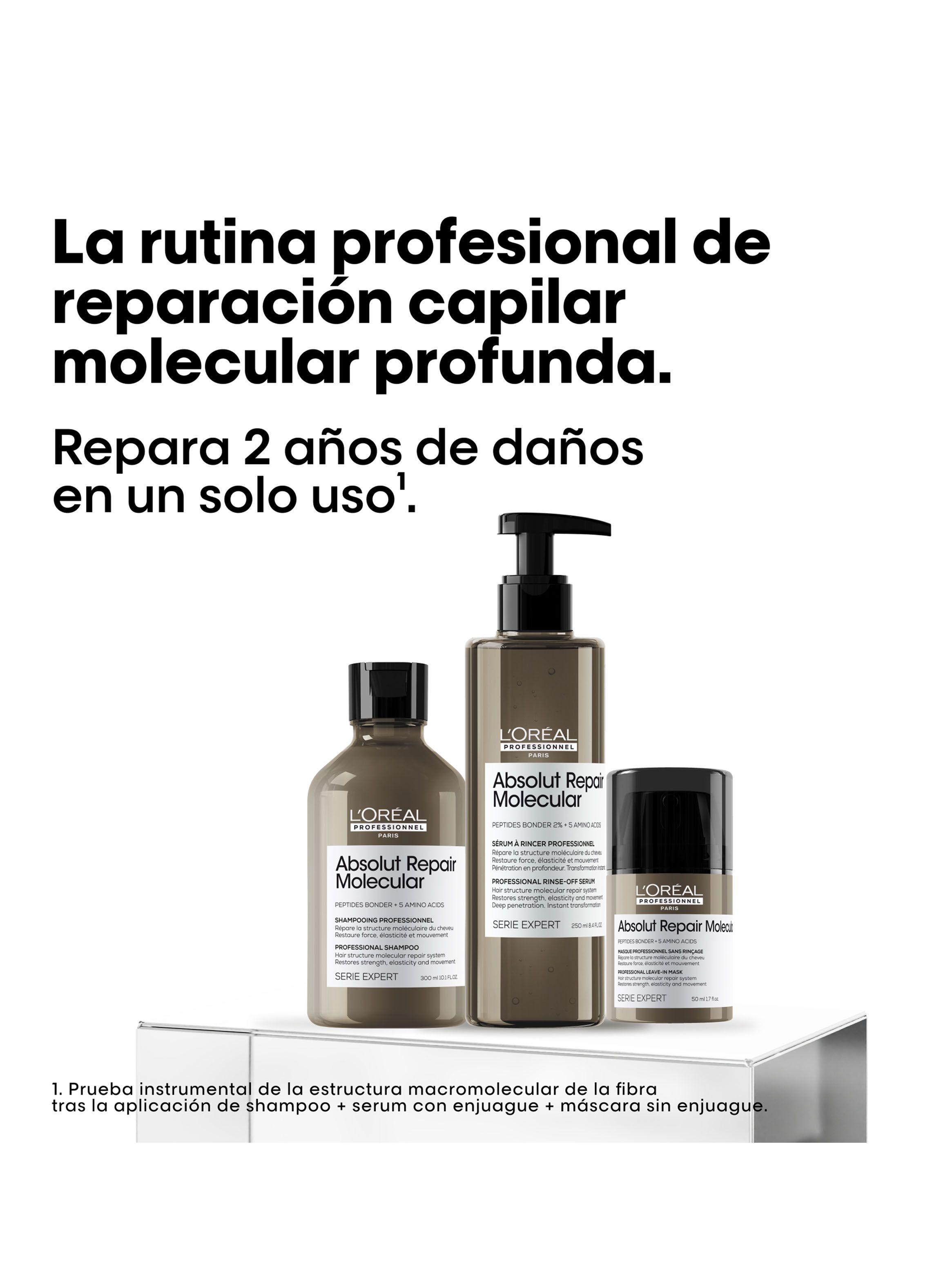 Set Profesional Reparación Estructura Molecular Cabello Absolut Repair Molecular Shampoo 300ml + Sérum de Enjuage 250ml + Máscara sin enjuague 100ml-2