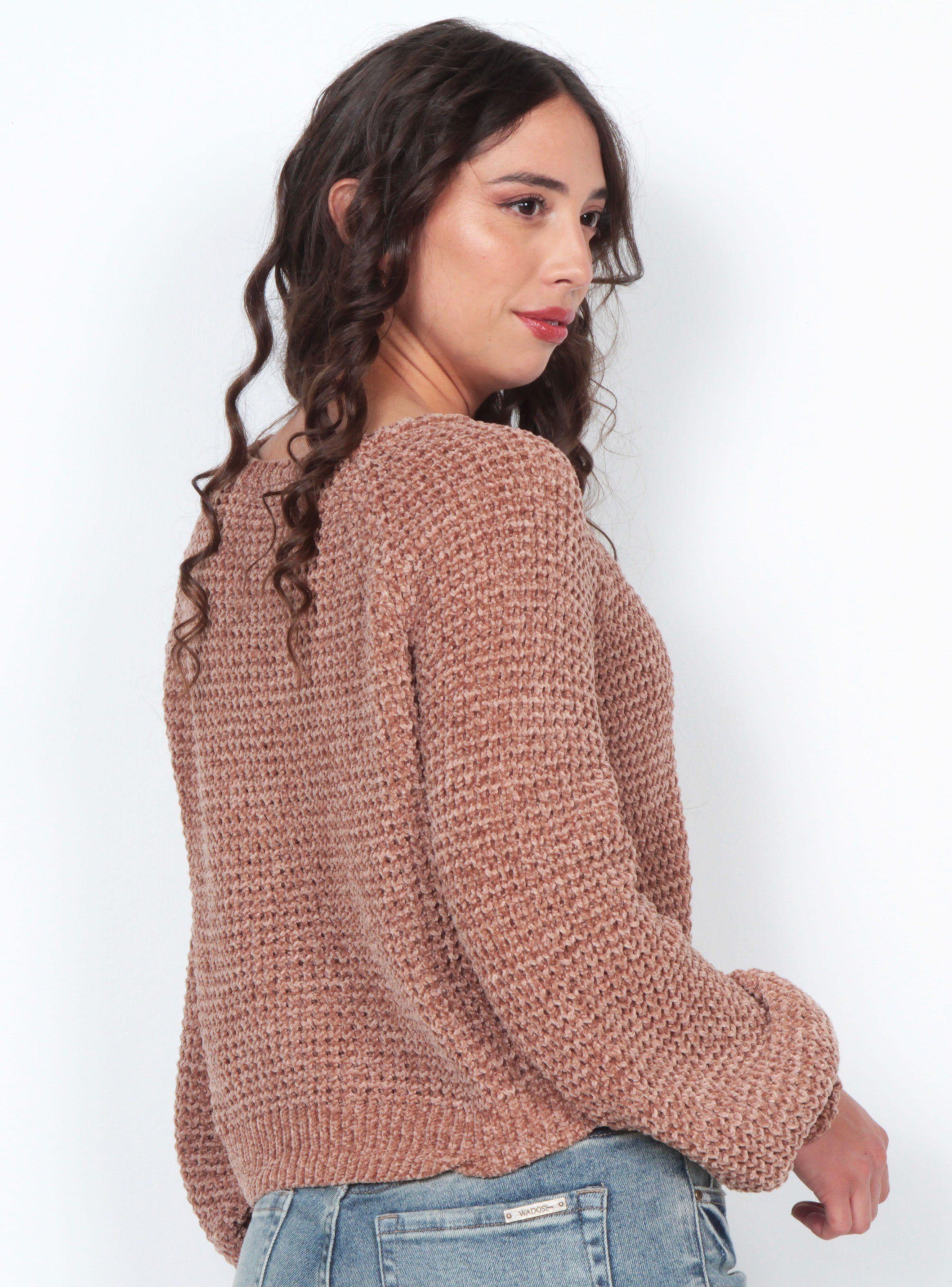Sweater Manga Larga Sólido Escote Redondo-1