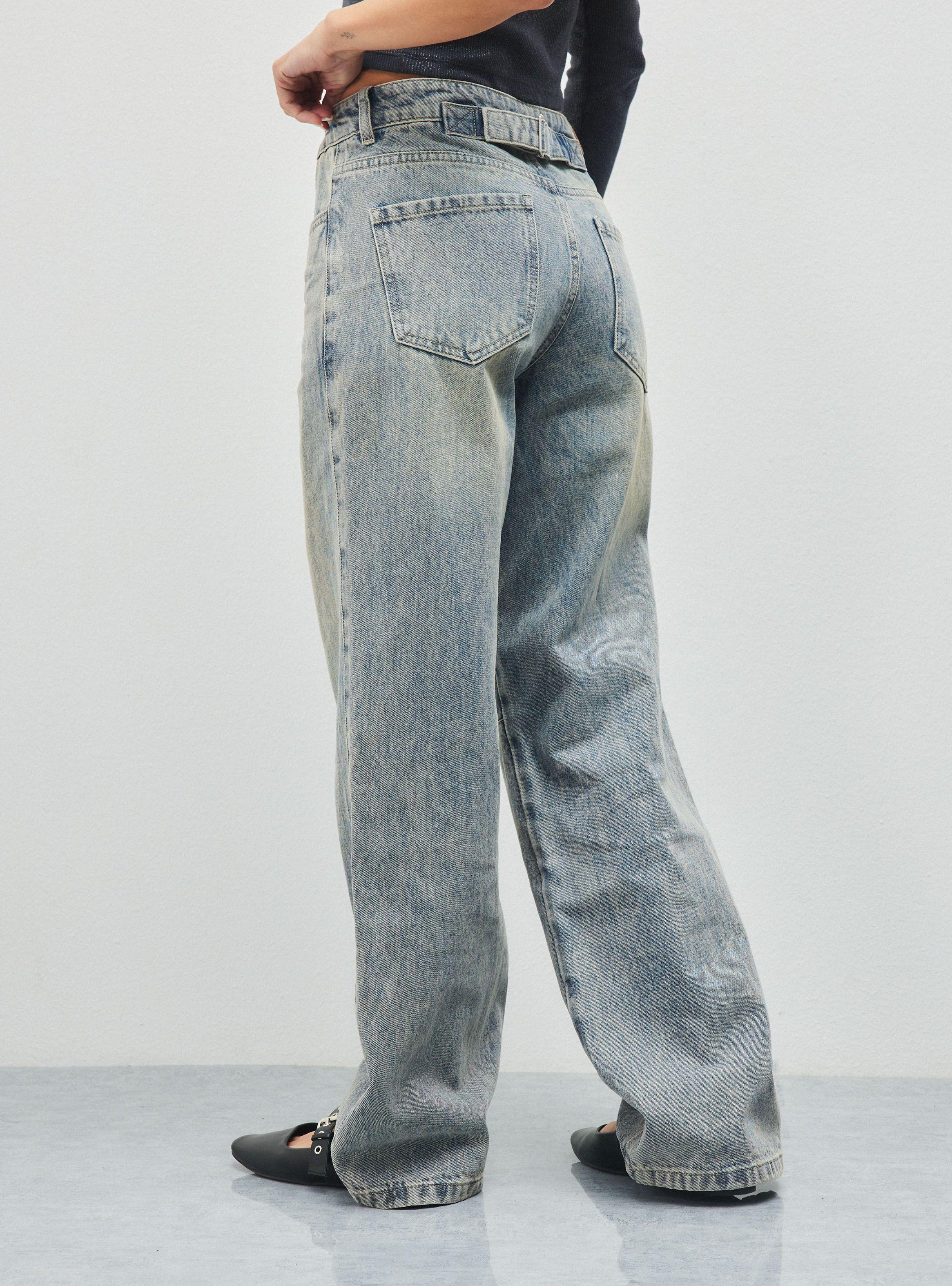 Jeans Rectos Lavado Bitono-1