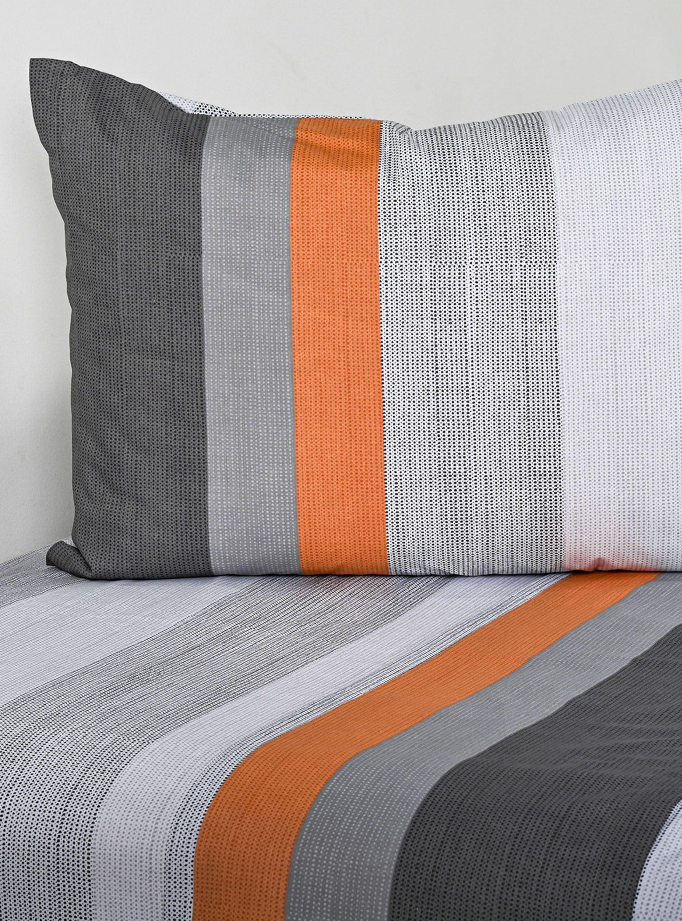 Sábanas Franjas 1 Plaza 144 Hilos Gris-0