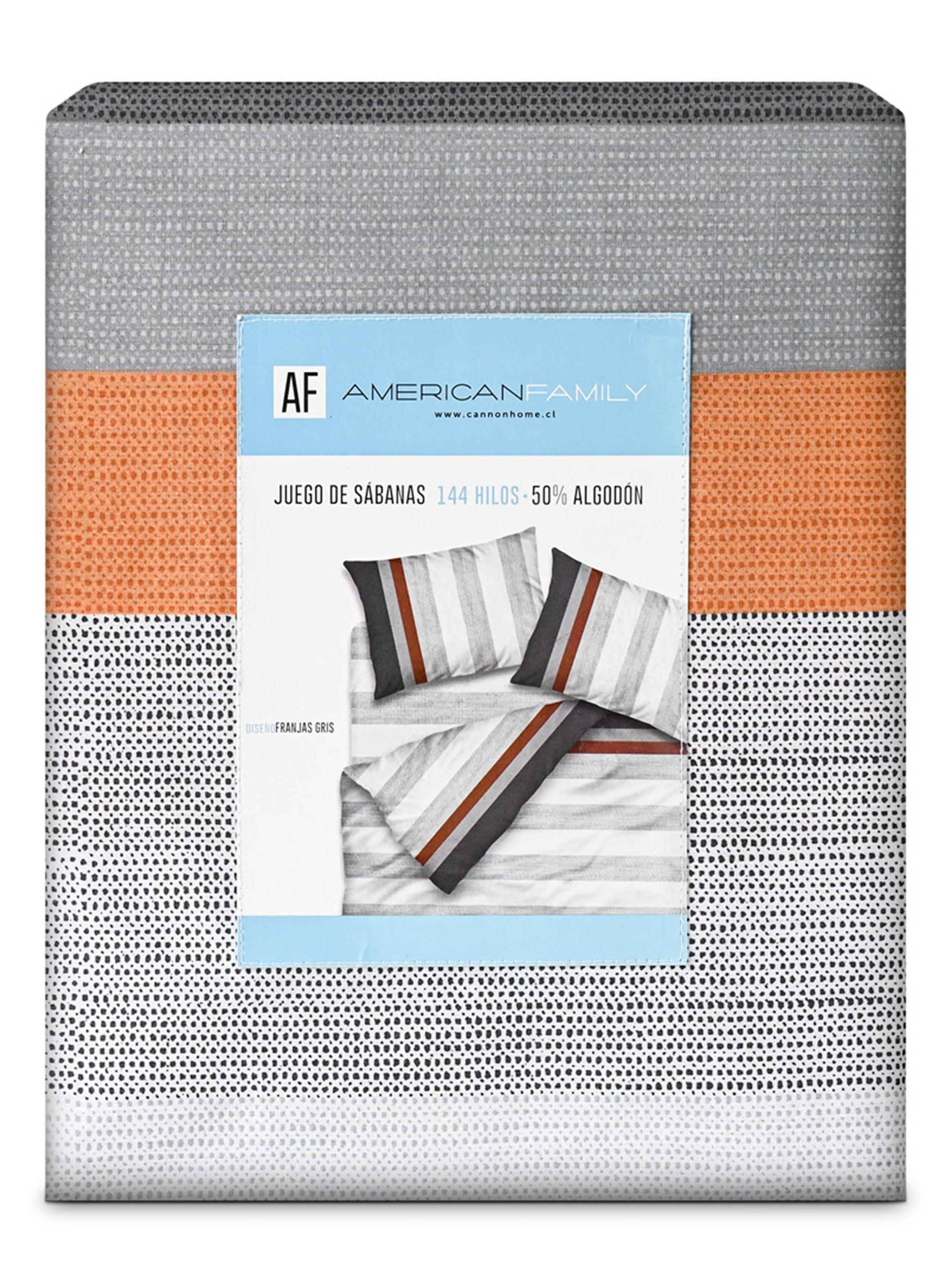 Sábanas Franjas 1 Plaza 144 Hilos Gris-3