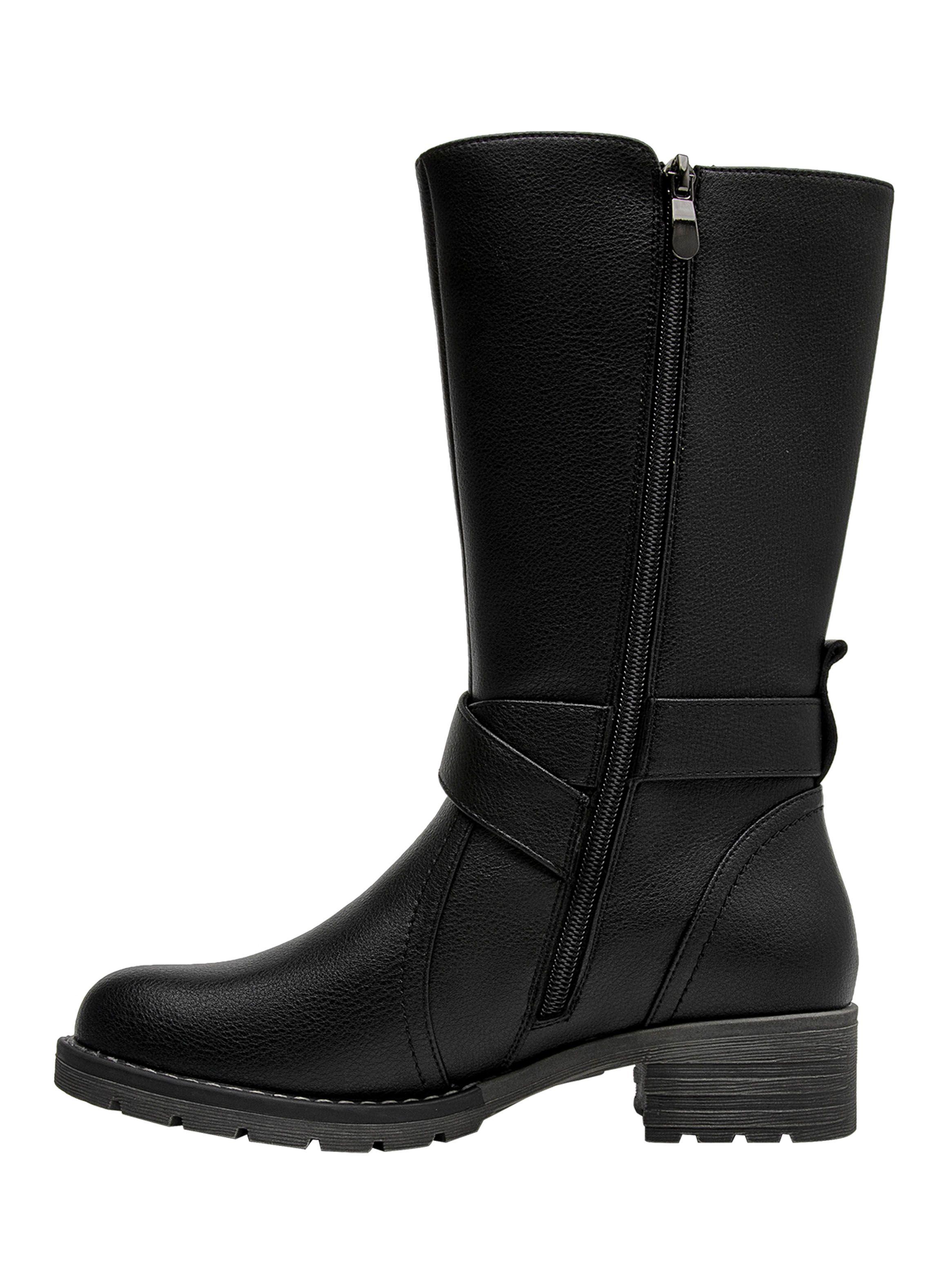 Bota Detalle Hebilla Redonda Cj140 Cuero Mujer-2