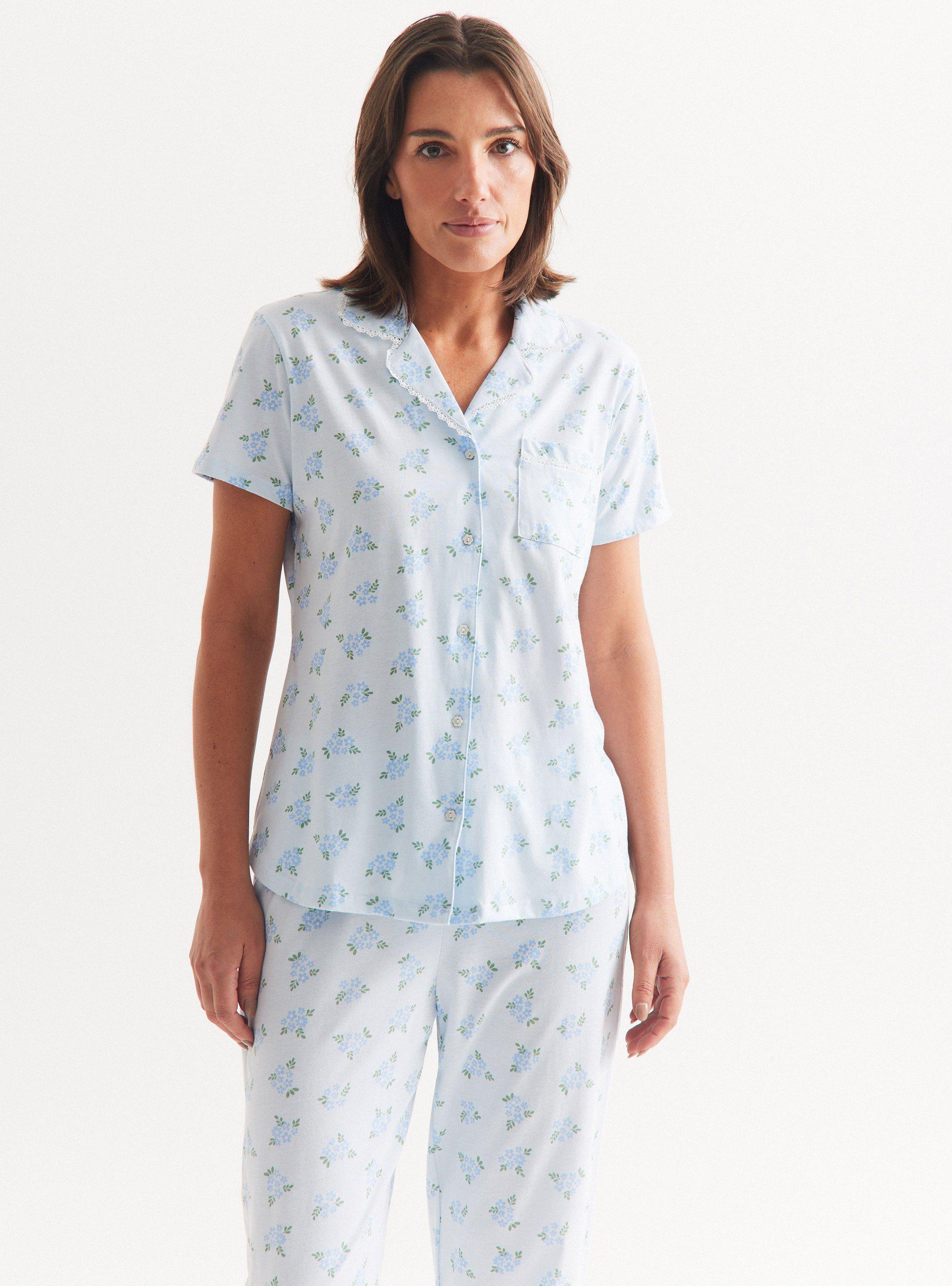 Pijama Camisero Full Print Detalle Encaje-0