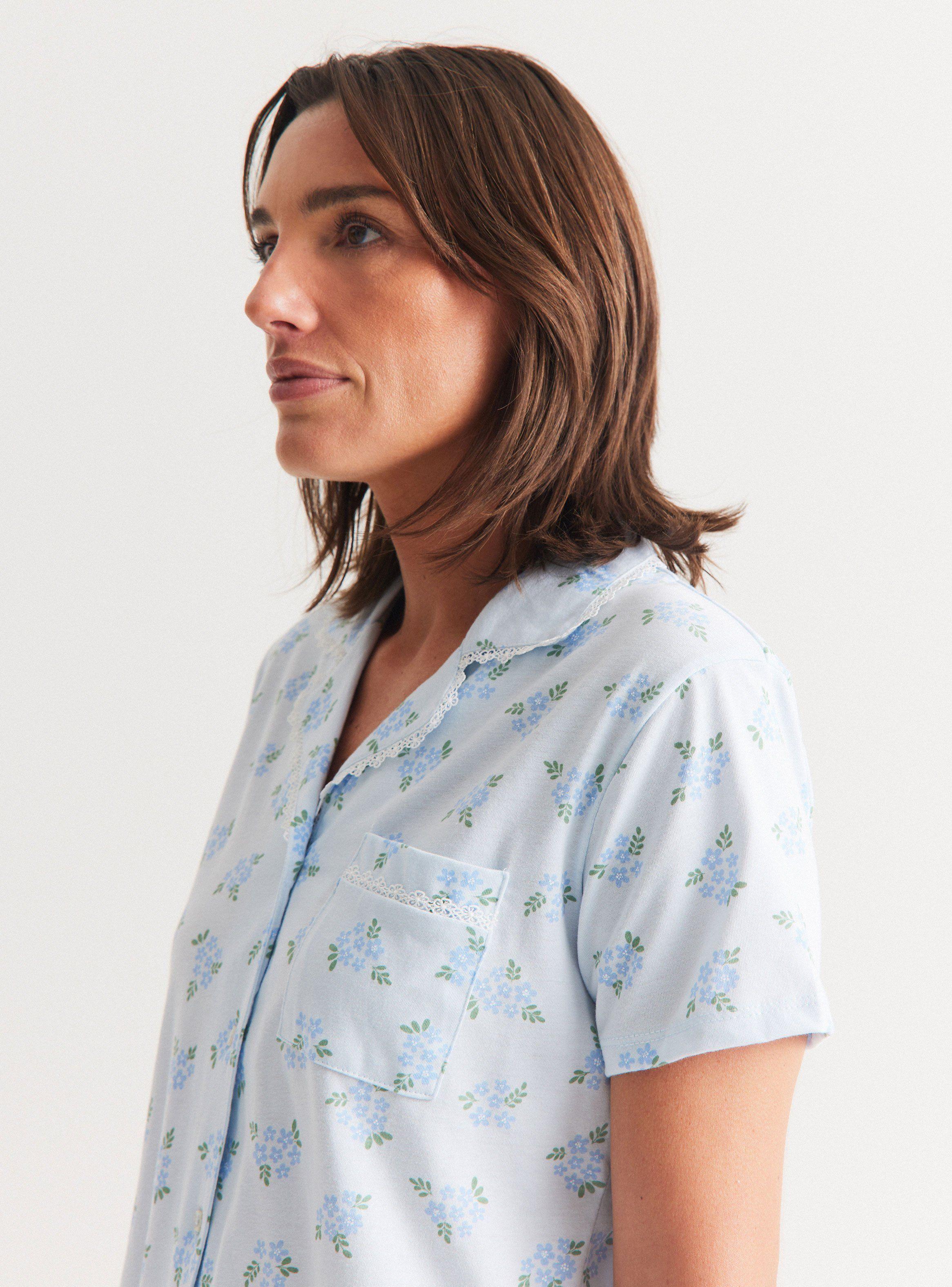 Pijama Camisero Full Print Detalle Encaje-2