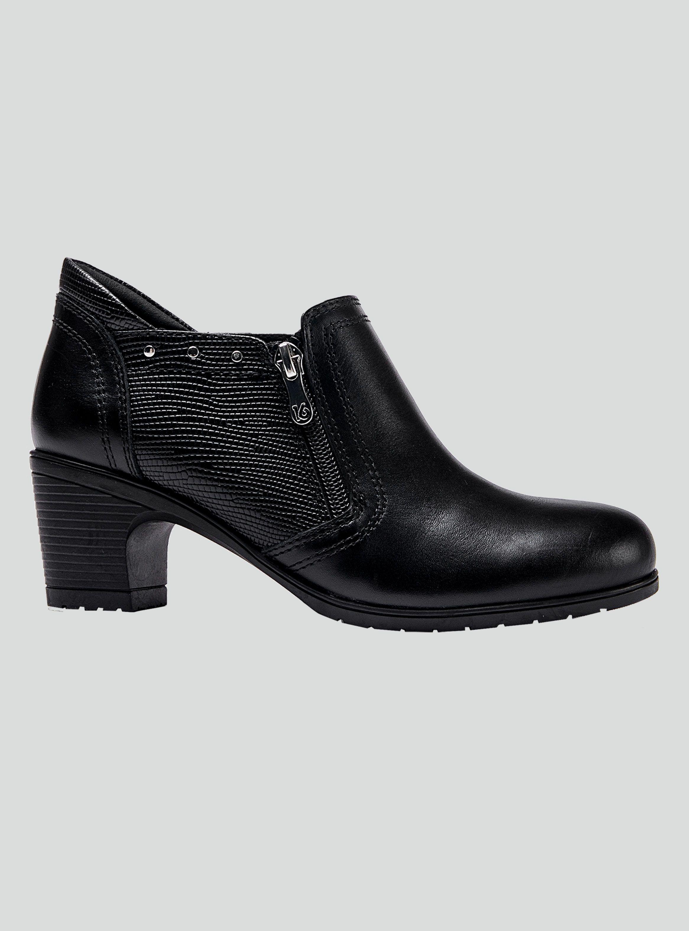 Zapato Casual Cuero Tacha y Taco Cuadrado Negro Mujer-0