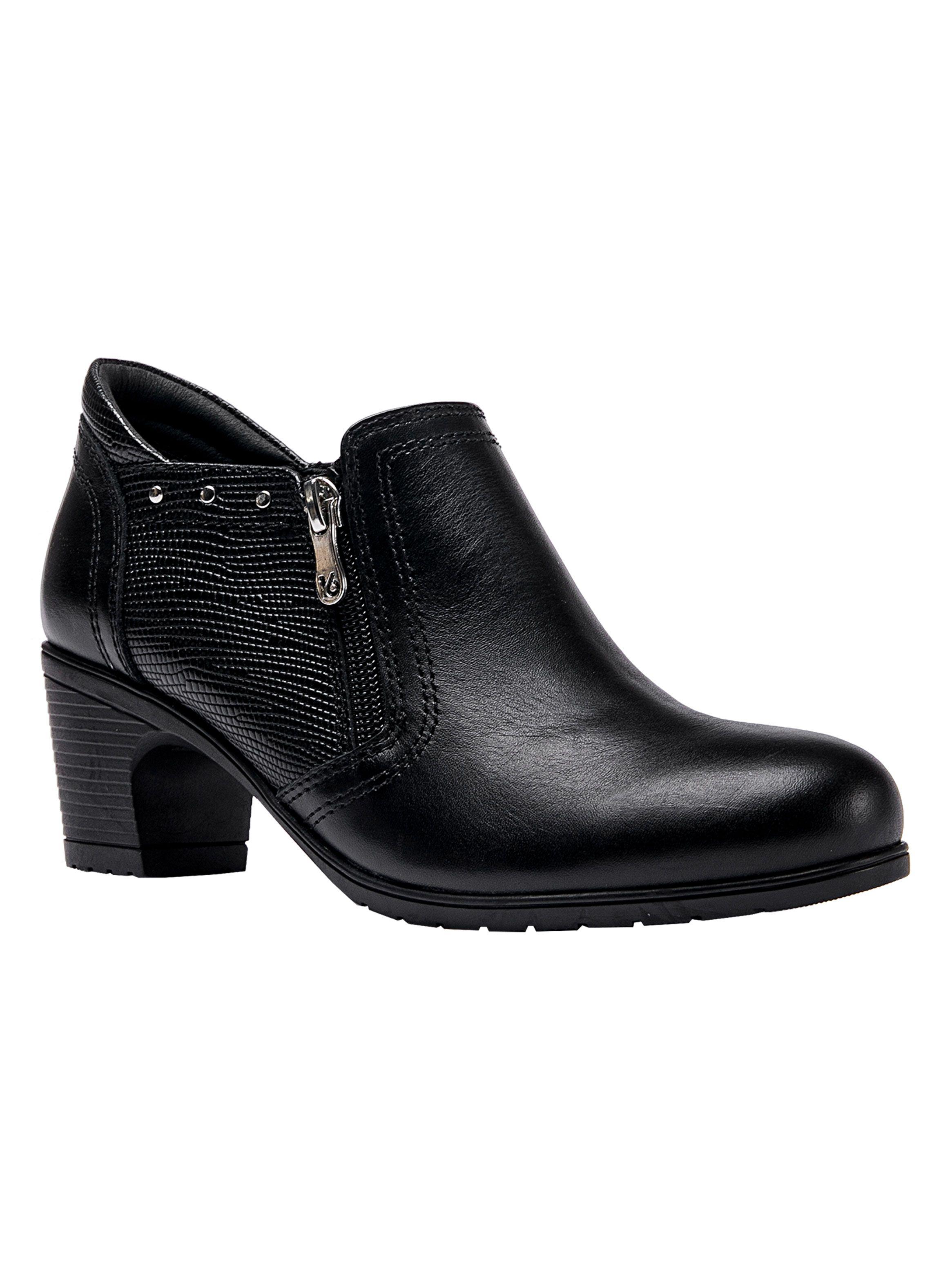 Zapato Casual Cuero Tacha y Taco Cuadrado Negro Mujer-1