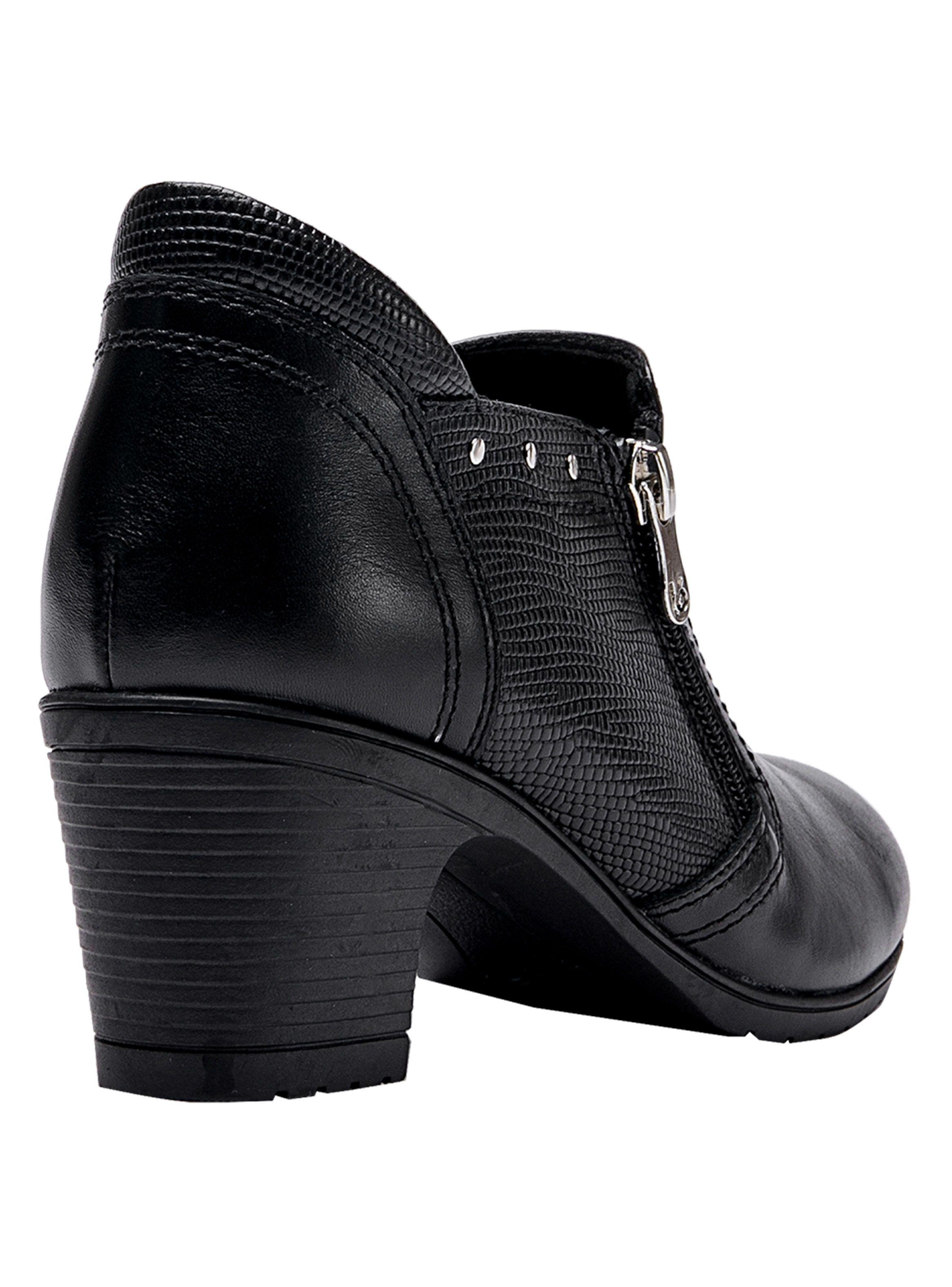 Zapato Casual Cuero Tacha y Taco Cuadrado Negro Mujer-4