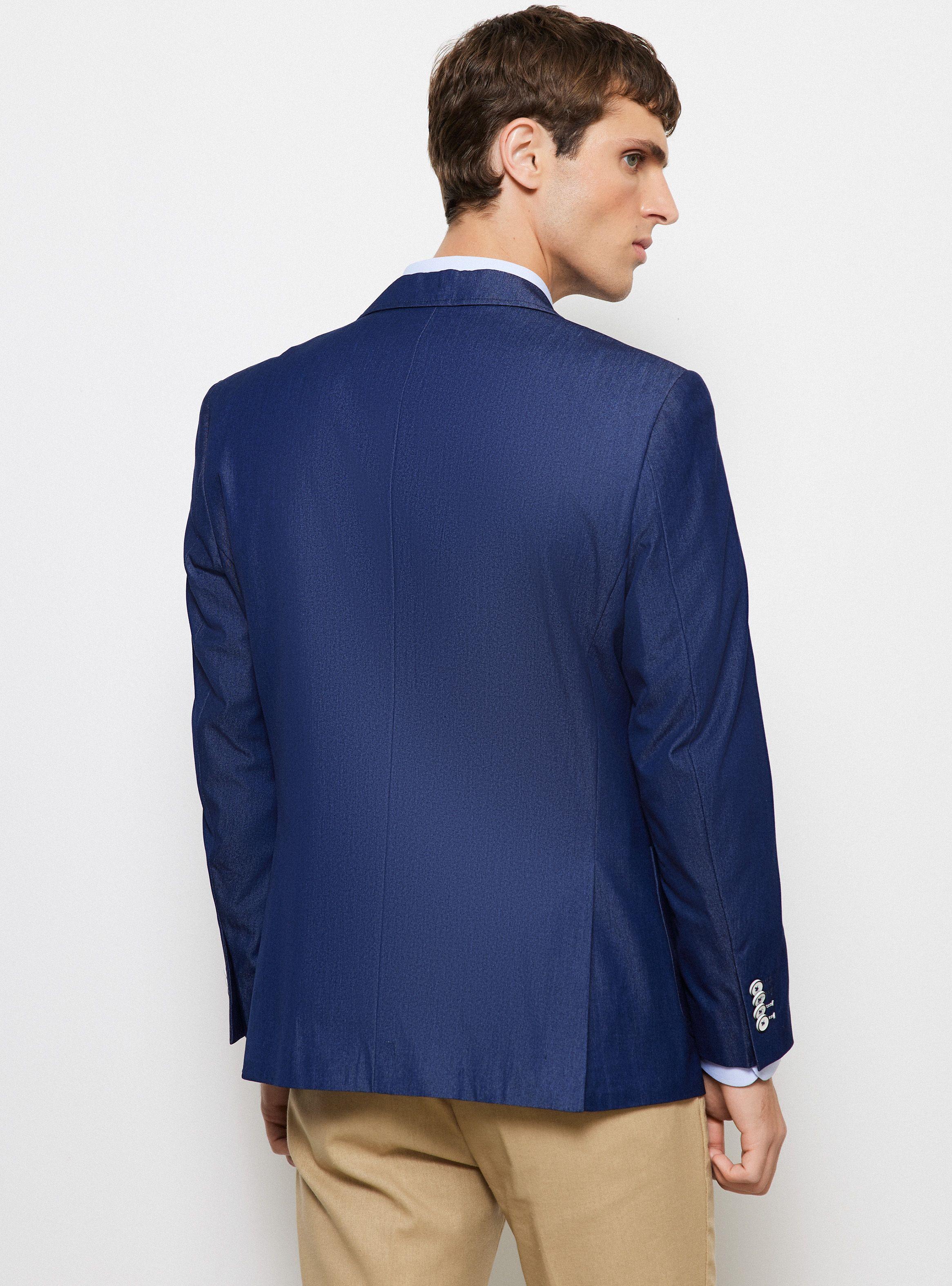 Vestón Slim Fit Colores Lisos Simil Denim-1