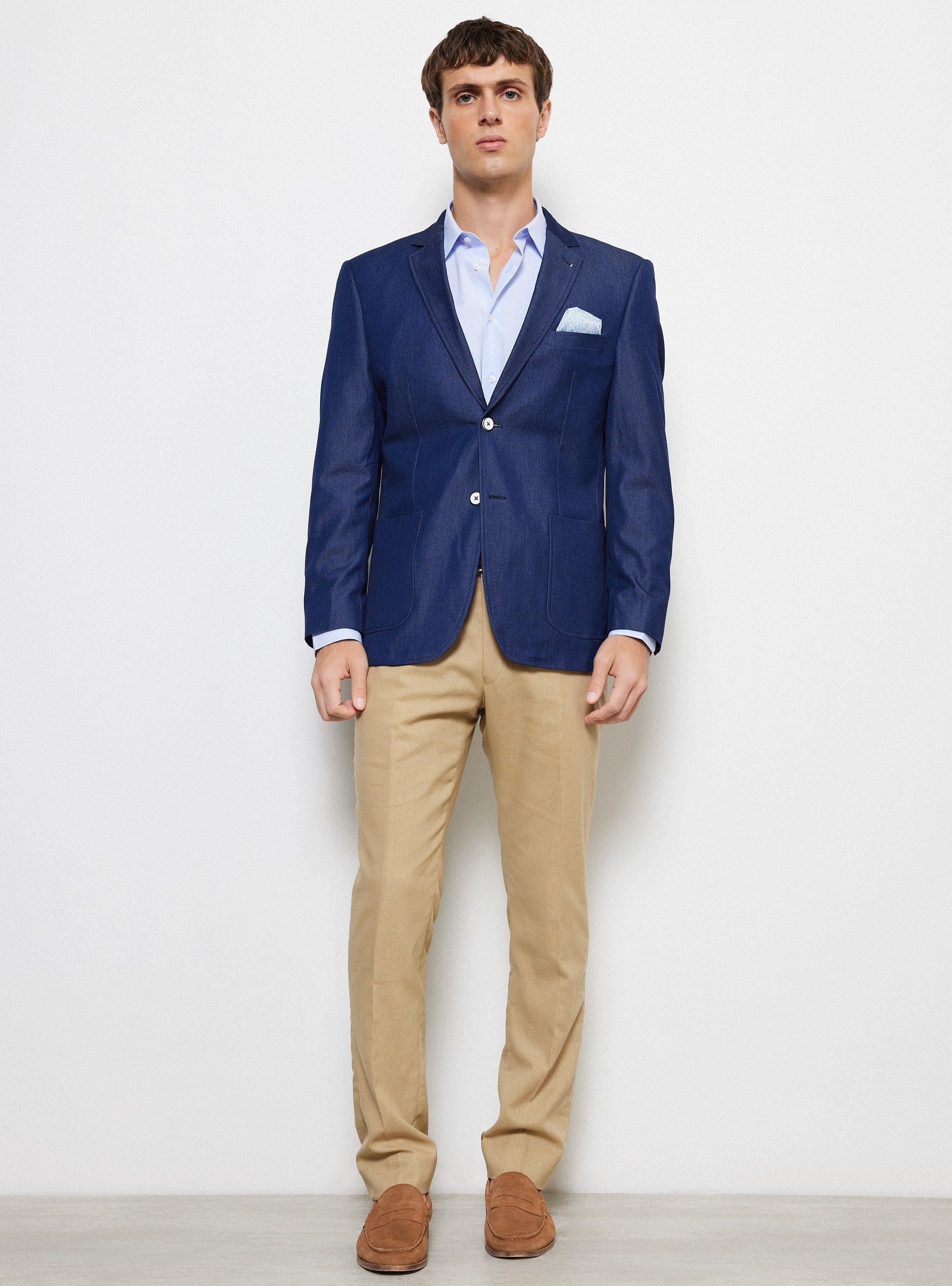 Vestón Slim Fit Colores Lisos Simil Denim-4