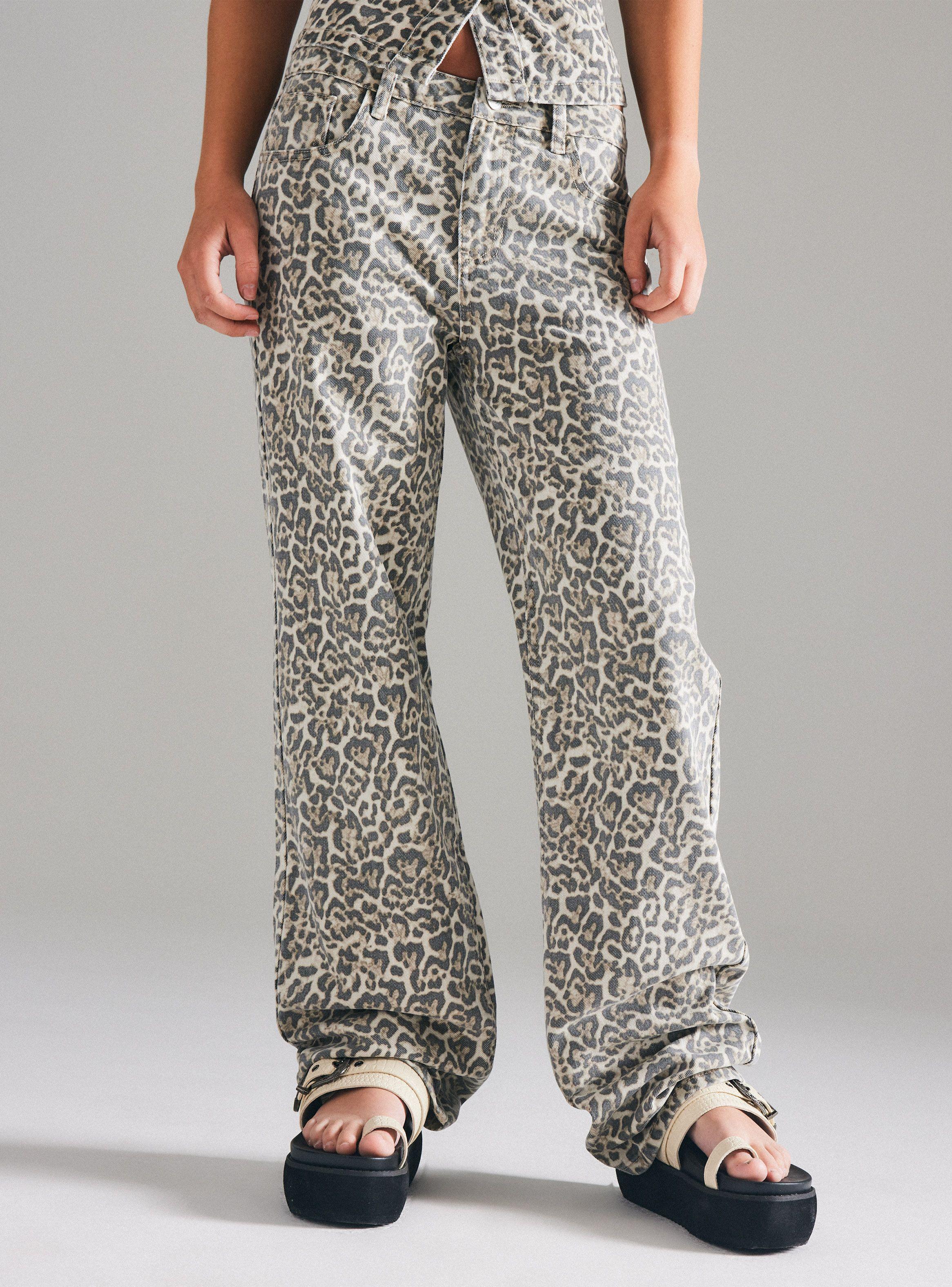 Jeans Animal Print Ancho Tiro Bajo-0