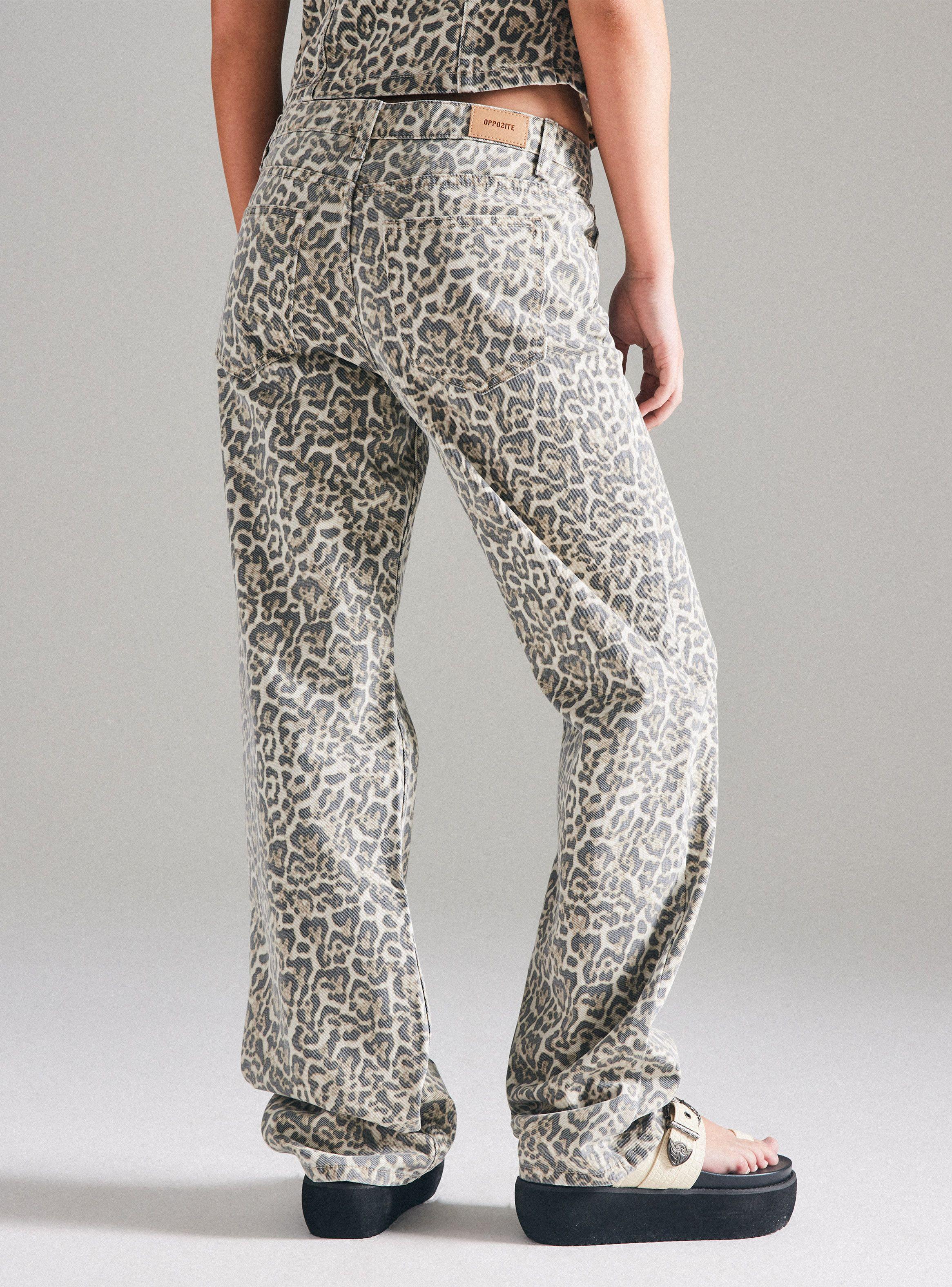 Jeans Animal Print Ancho Tiro Bajo-1