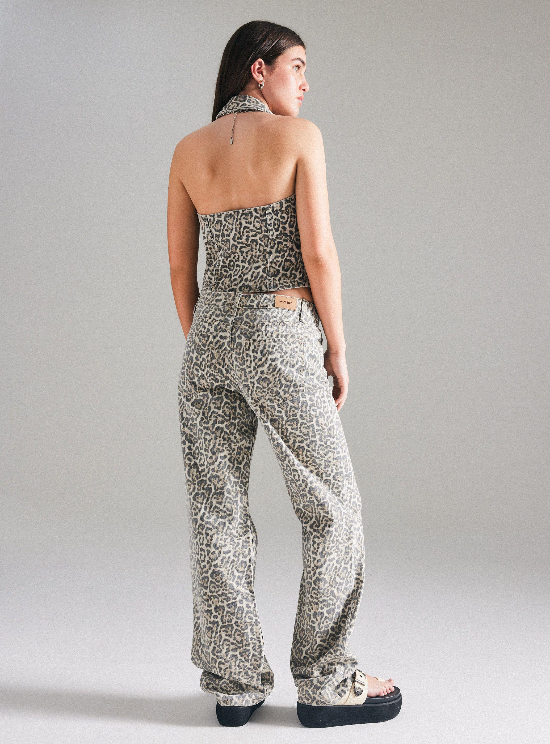 Jeans Animal Print Ancho Tiro Bajo-5