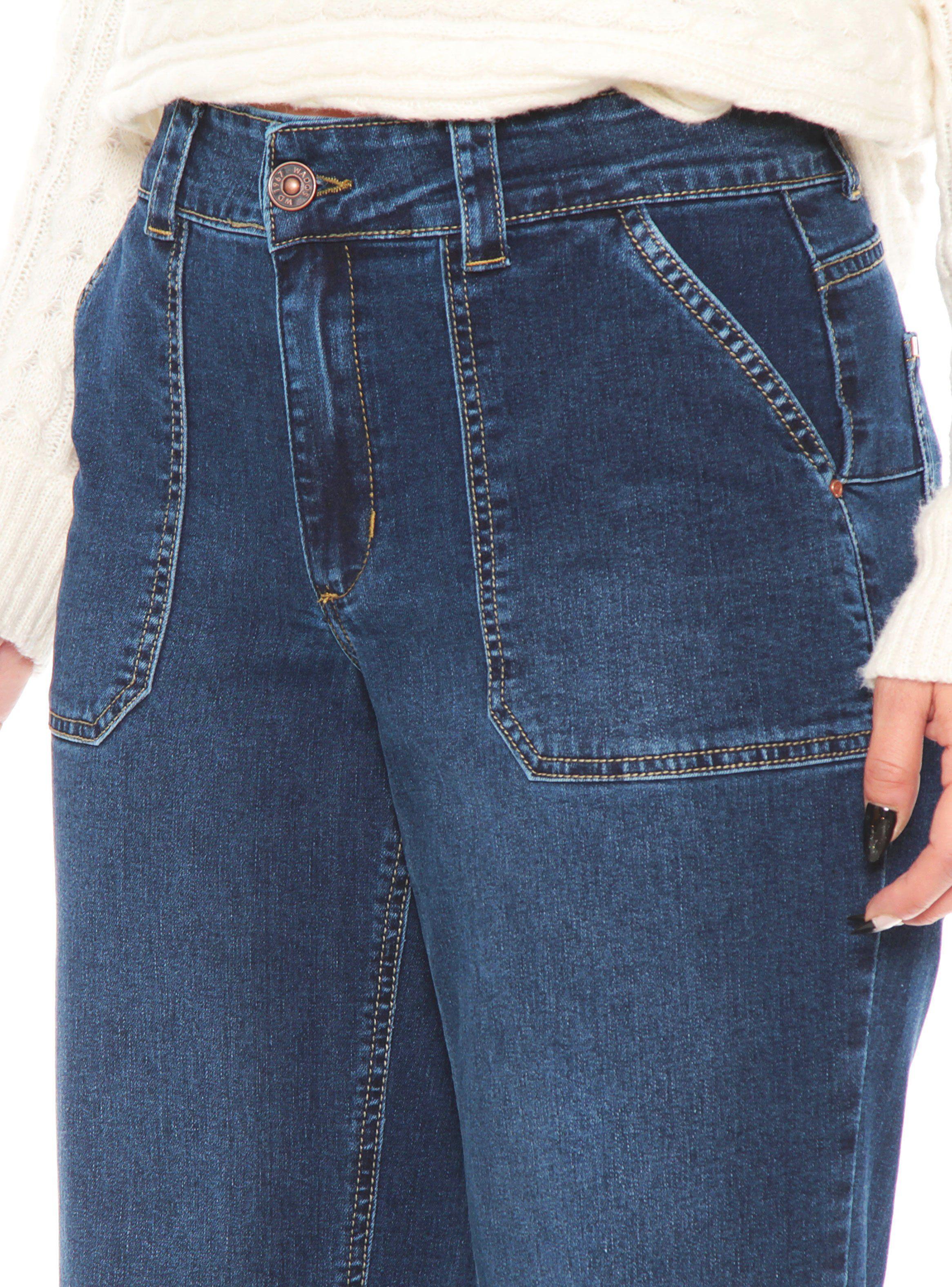Jeans Cargo Recto Tiro Alto Basta Roll Up Pretina-2