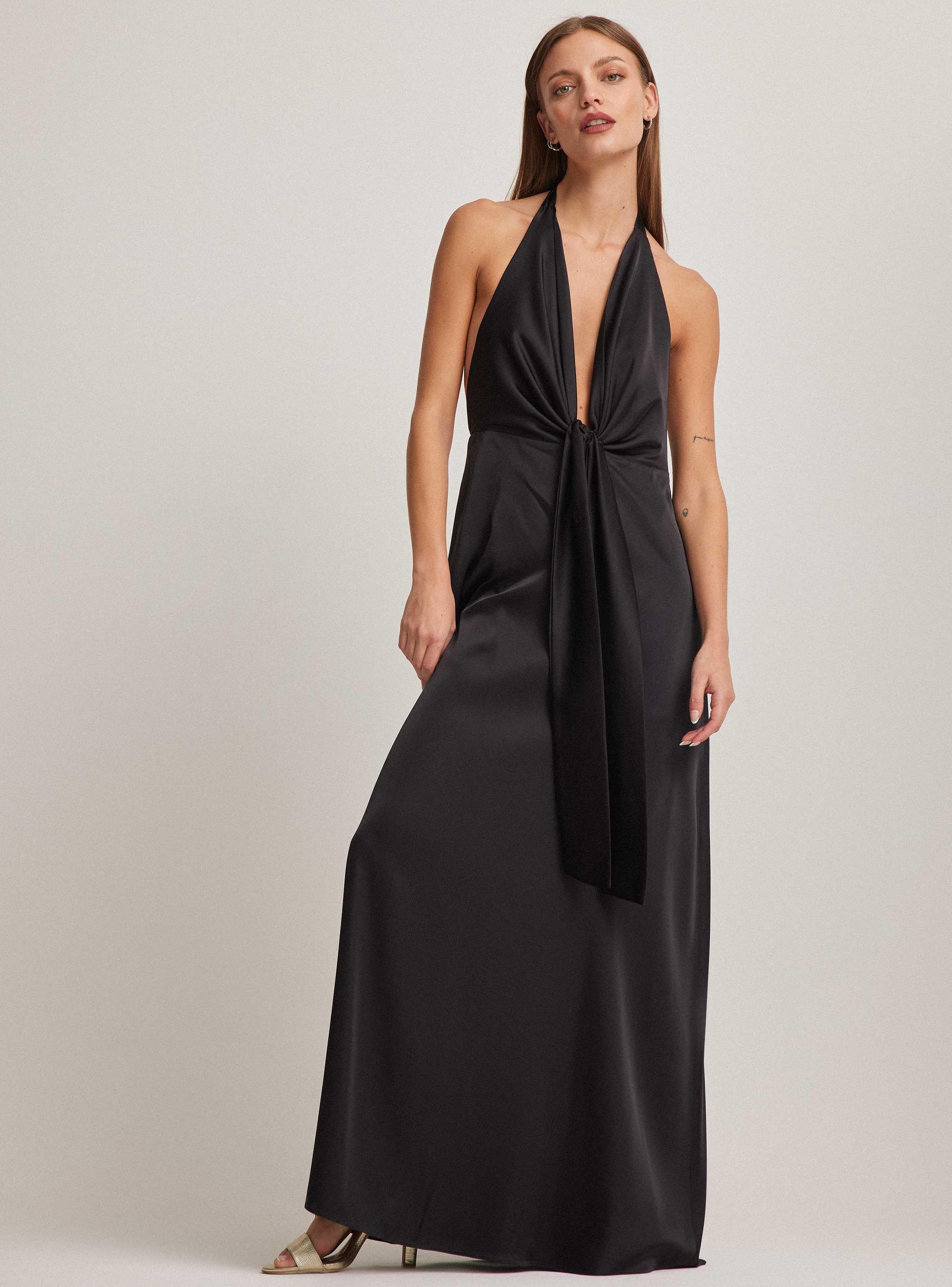 Vestido De Fiesta Con Lazo Y Amarra En El Delantero-0