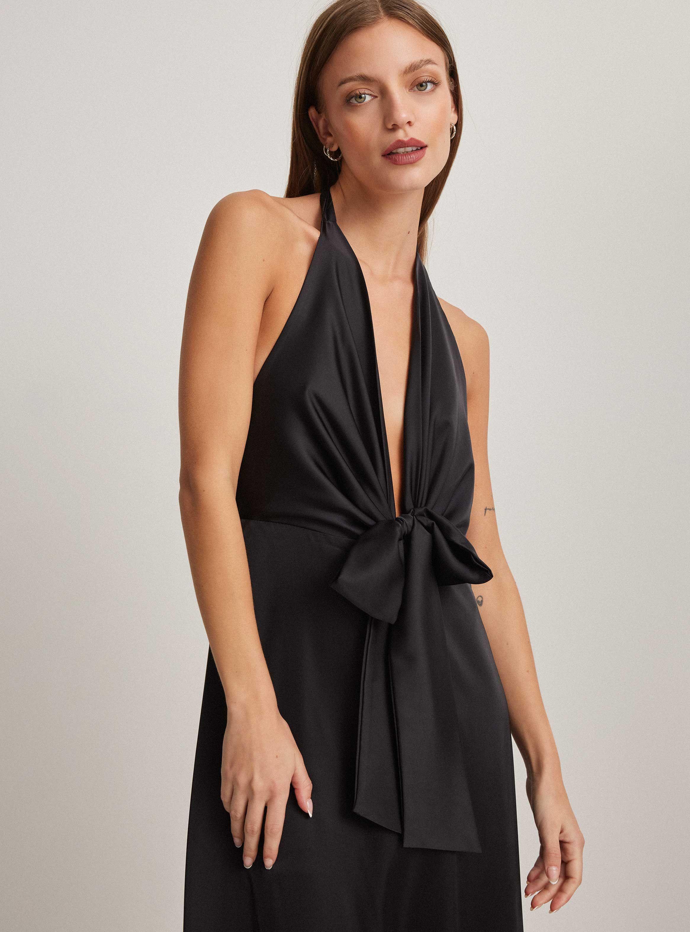 Vestido De Fiesta Con Lazo Y Amarra En El Delantero-2