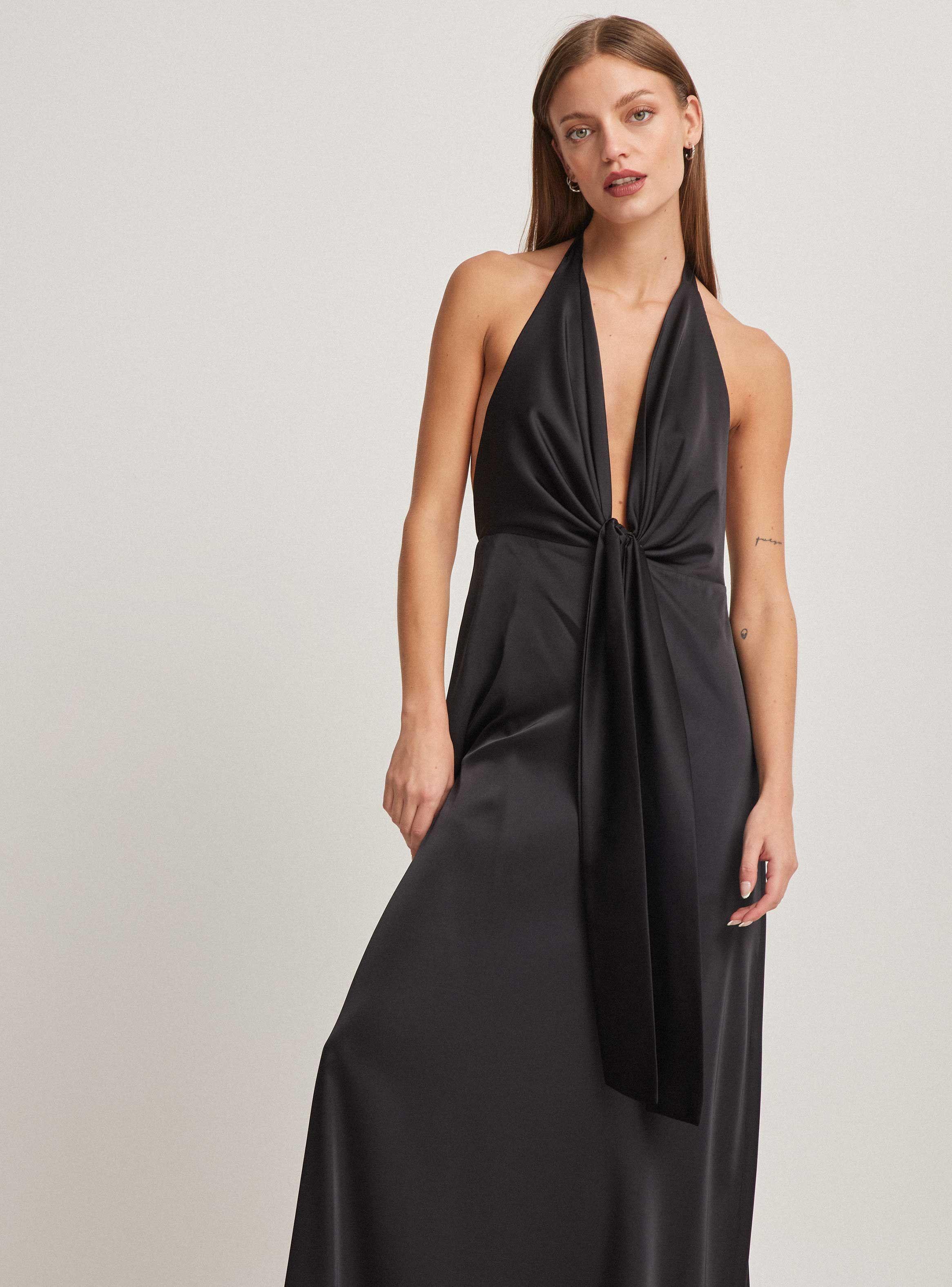 Vestido De Fiesta Con Lazo Y Amarra En El Delantero-4