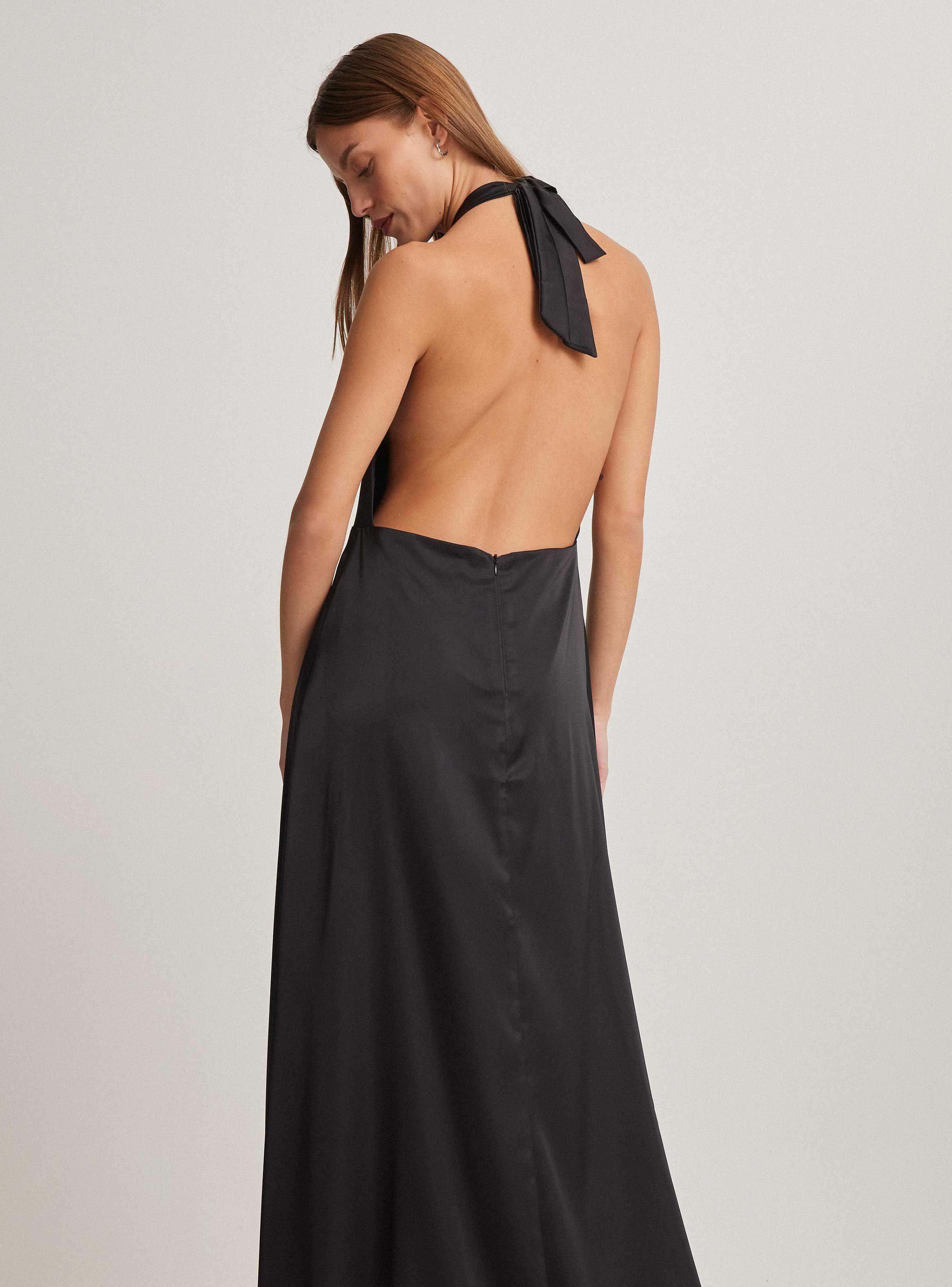 Vestido De Fiesta Con Lazo Y Amarra En El Delantero-5