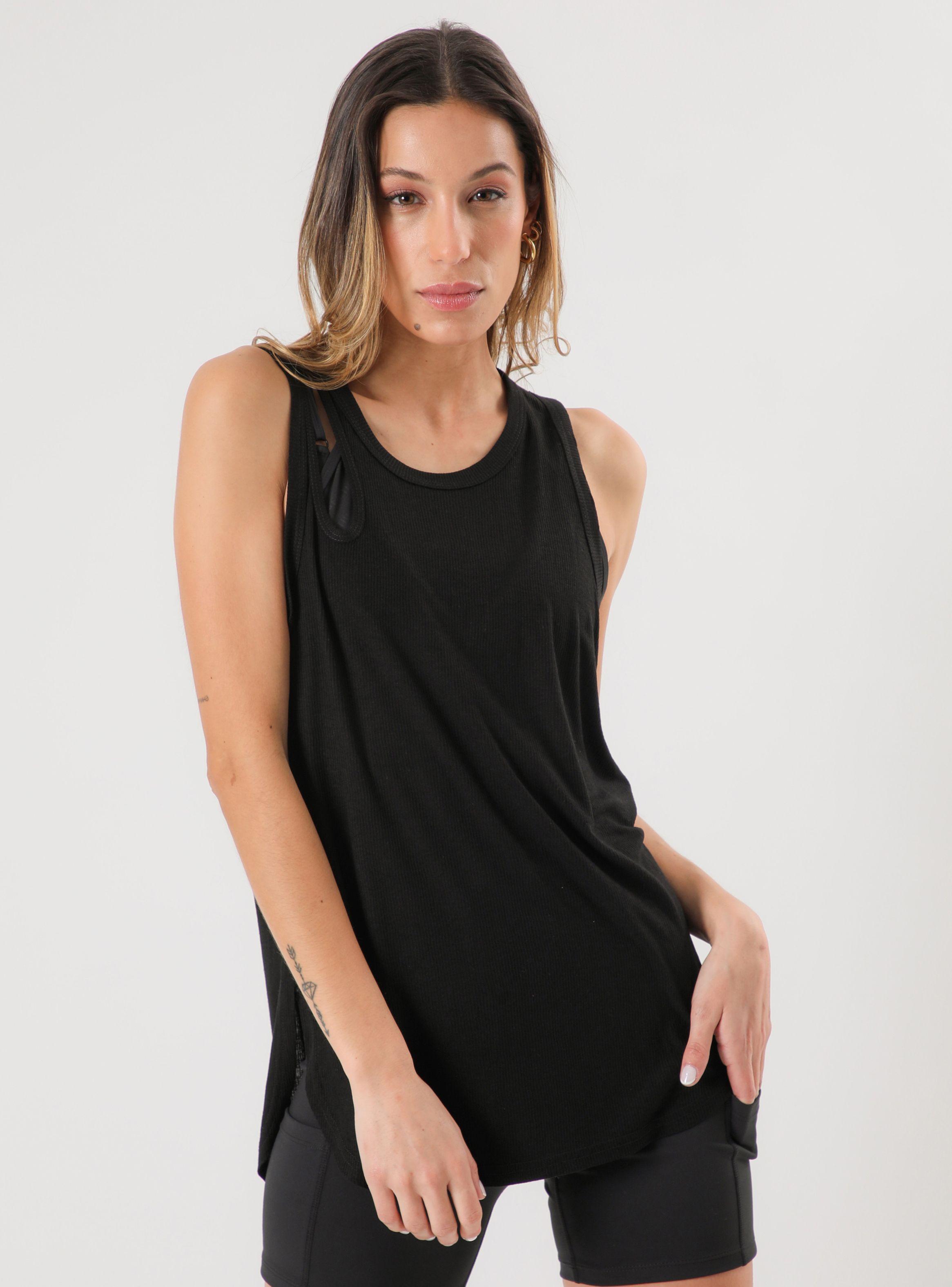 Polera Lisa Rib Sin Manga Cut Out-0