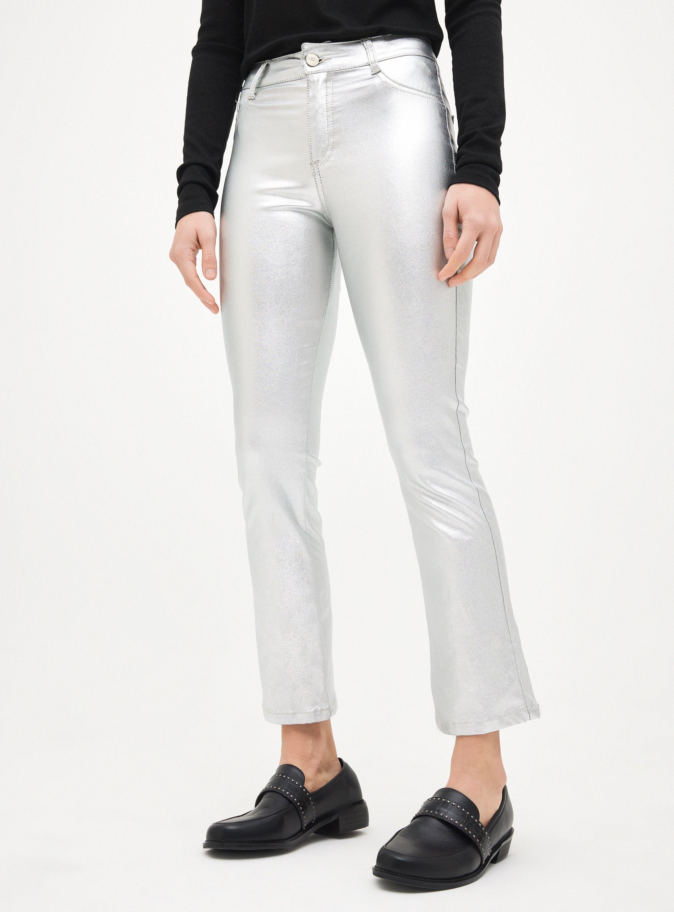 Jeans Kick Flare Metalizado Cierre-0