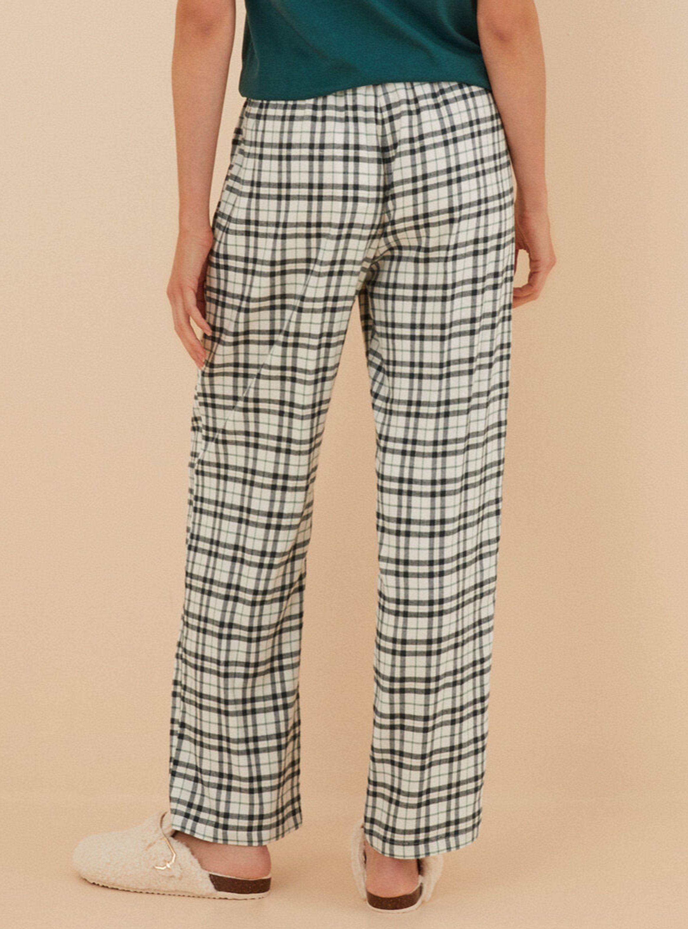 Pantalón Pijama Recto con Cinta Cuadros Algodón-1