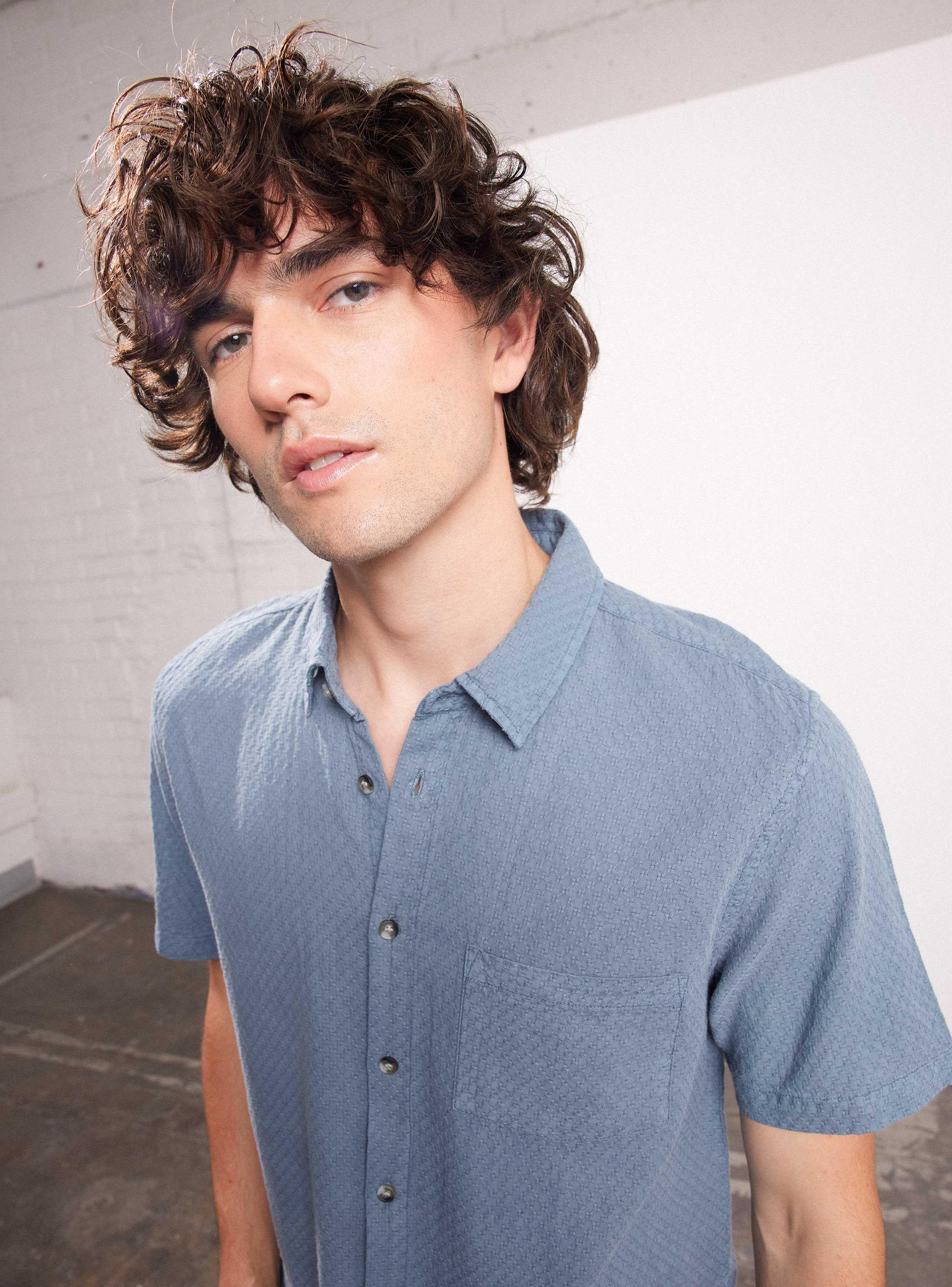 Camisa Texturada Casual Bolsillo Front-2