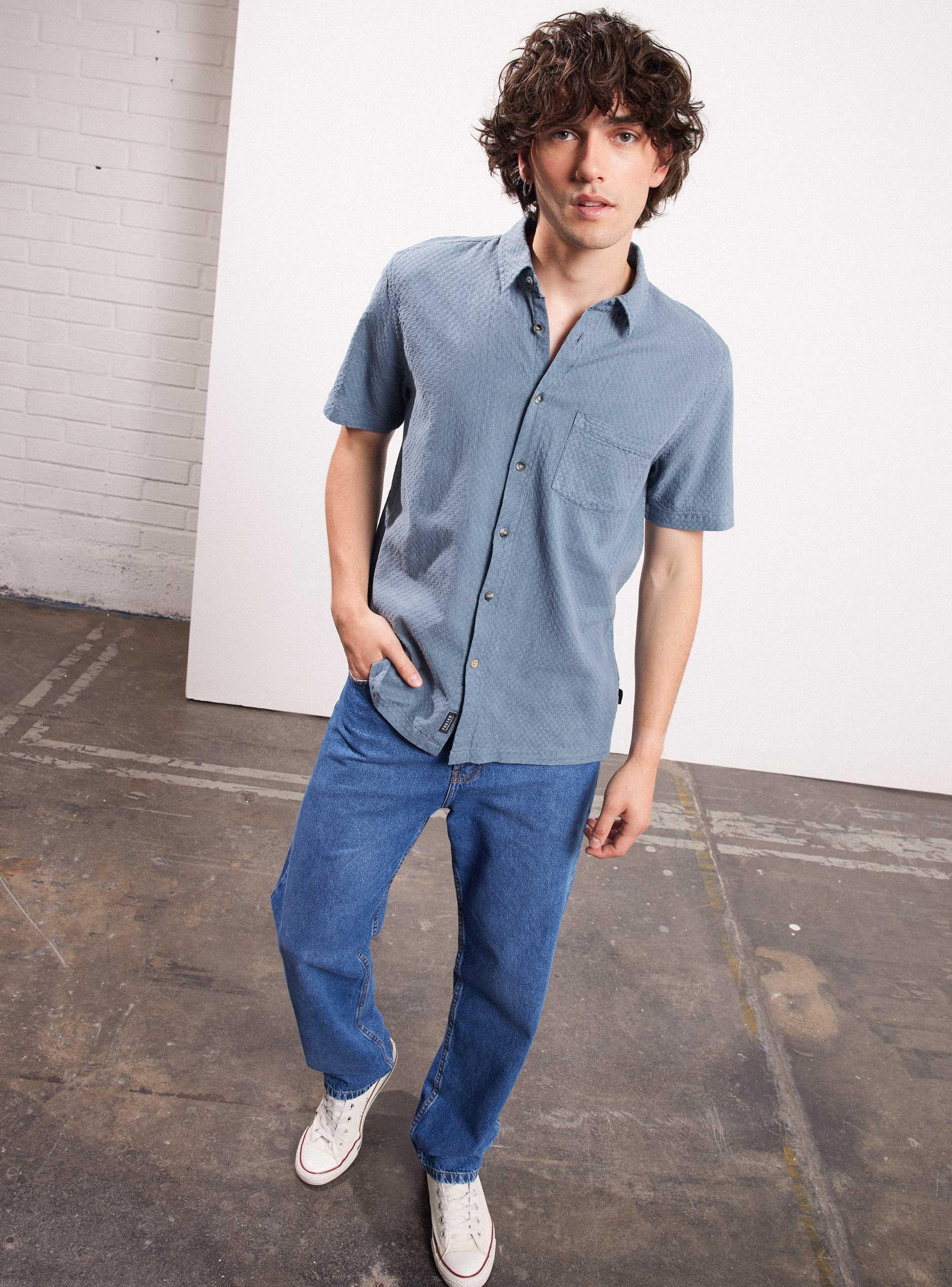 Camisa Texturada Casual Bolsillo Front-4