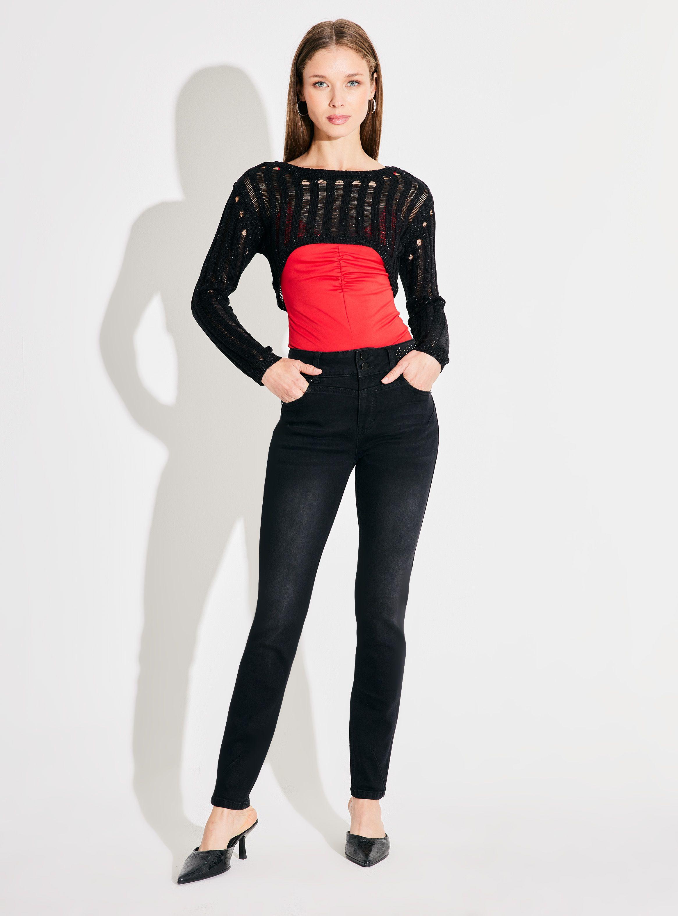 Sweater Manguito Corto Tejido Calado con Lurex-4