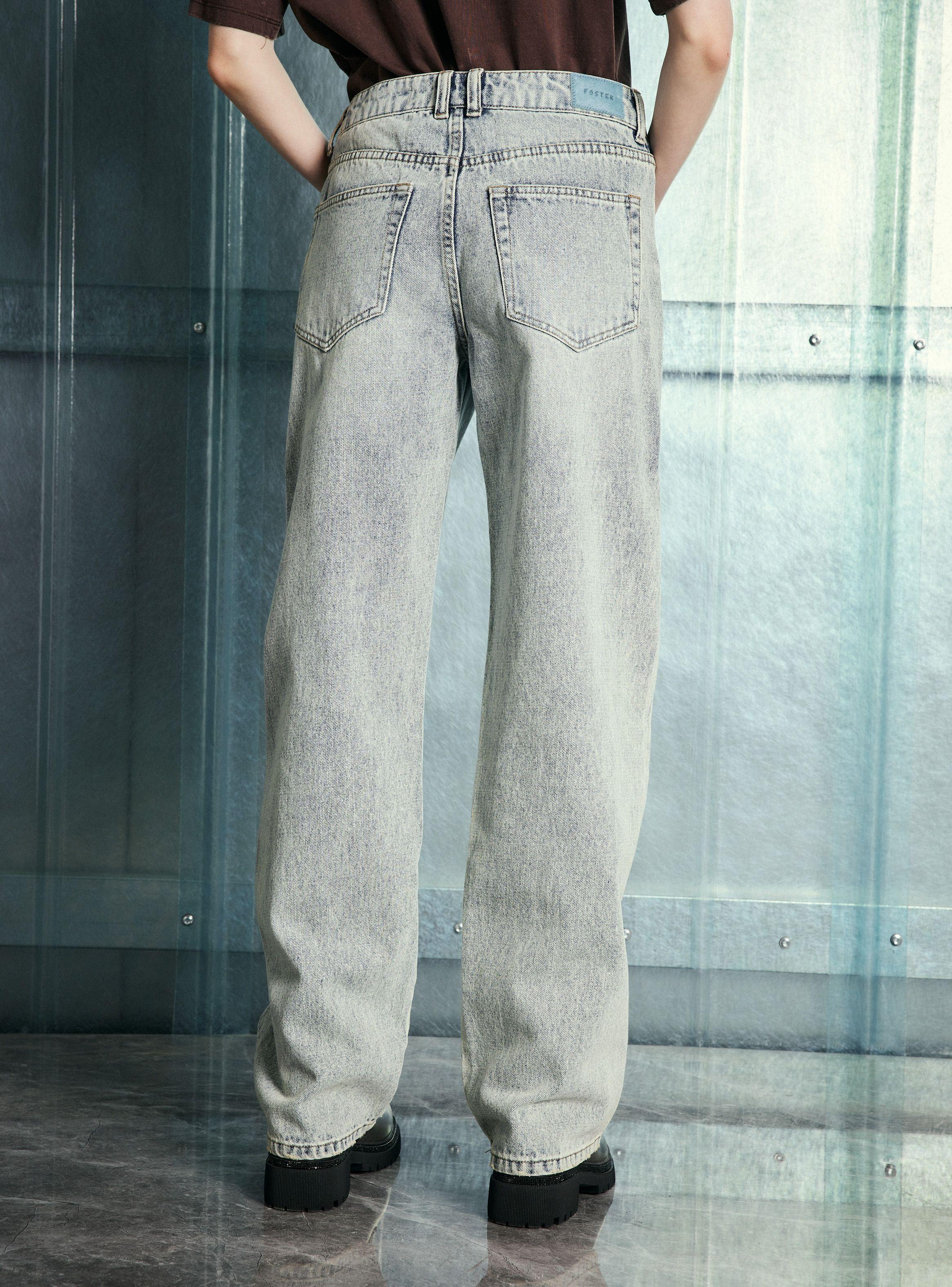 Jeans Pierna Ancha Lavado Medio-1