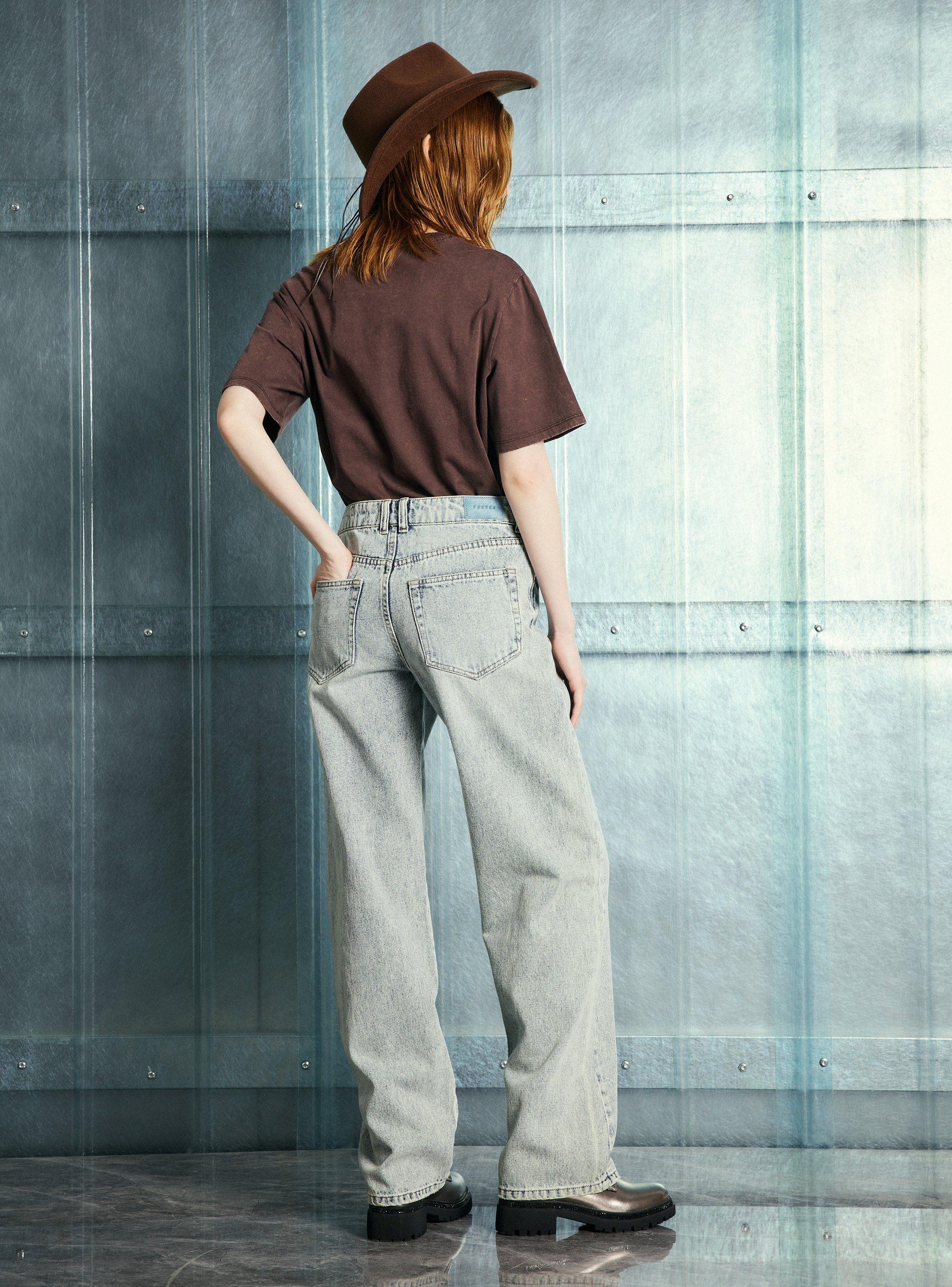 Jeans Pierna Ancha Lavado Medio-5