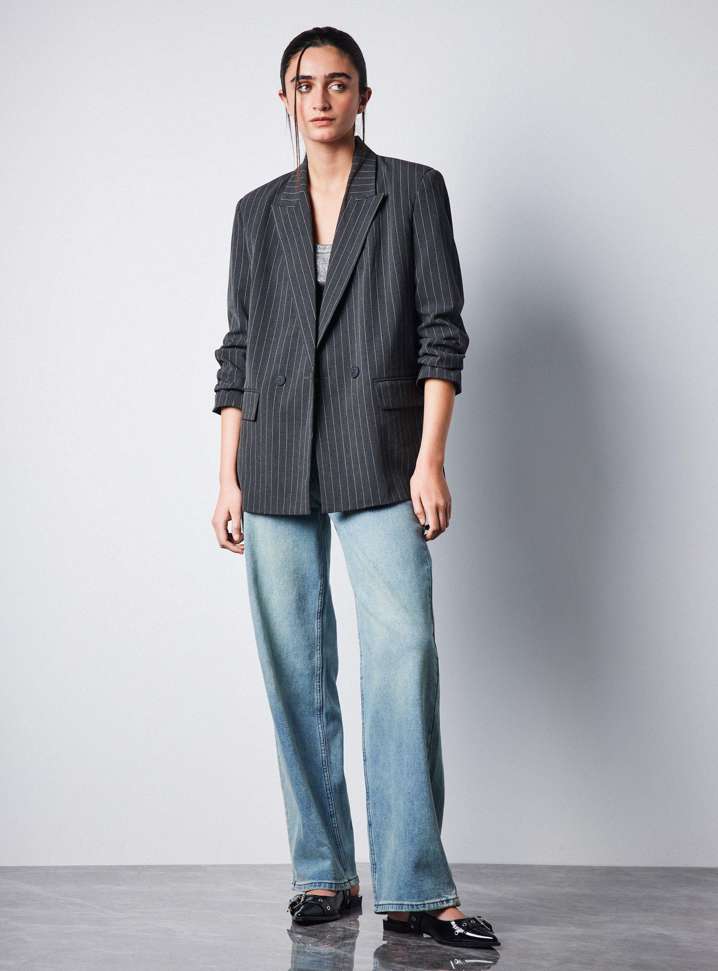 Blazer Oversize Botón Rayado-4