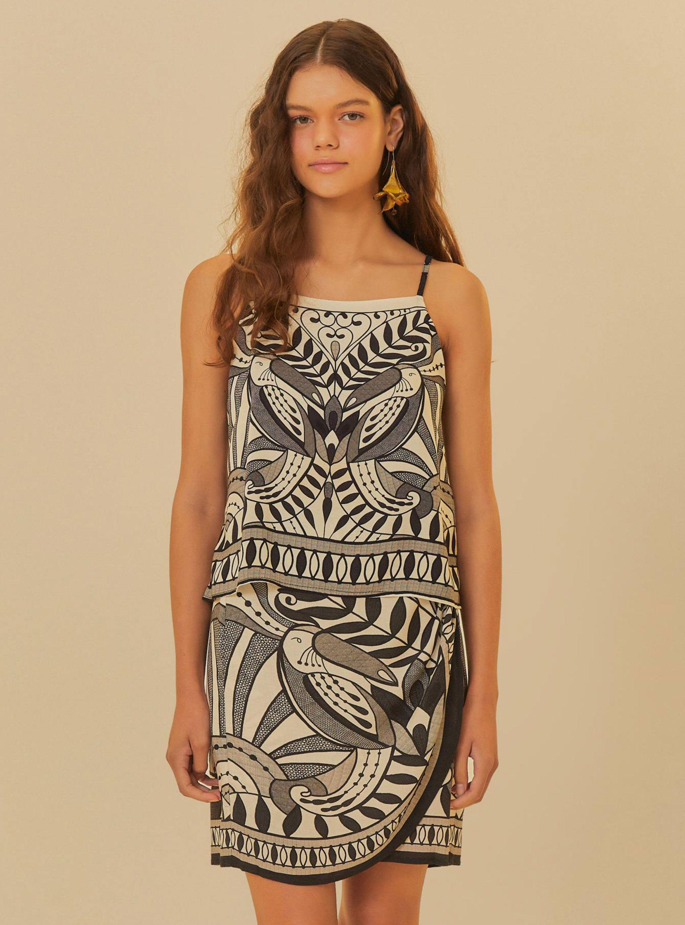 Polera sin Mangas Estampado Tropical-0