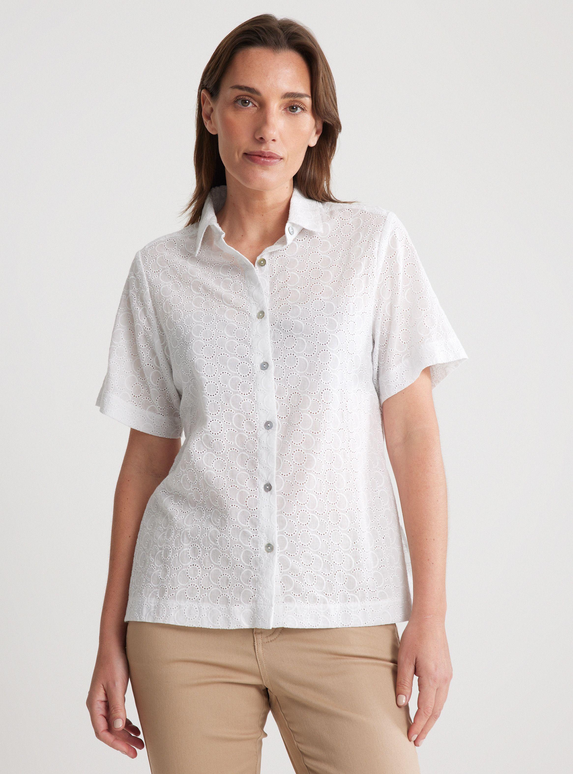 Blusa Camisa Broderie Manga Corta-0