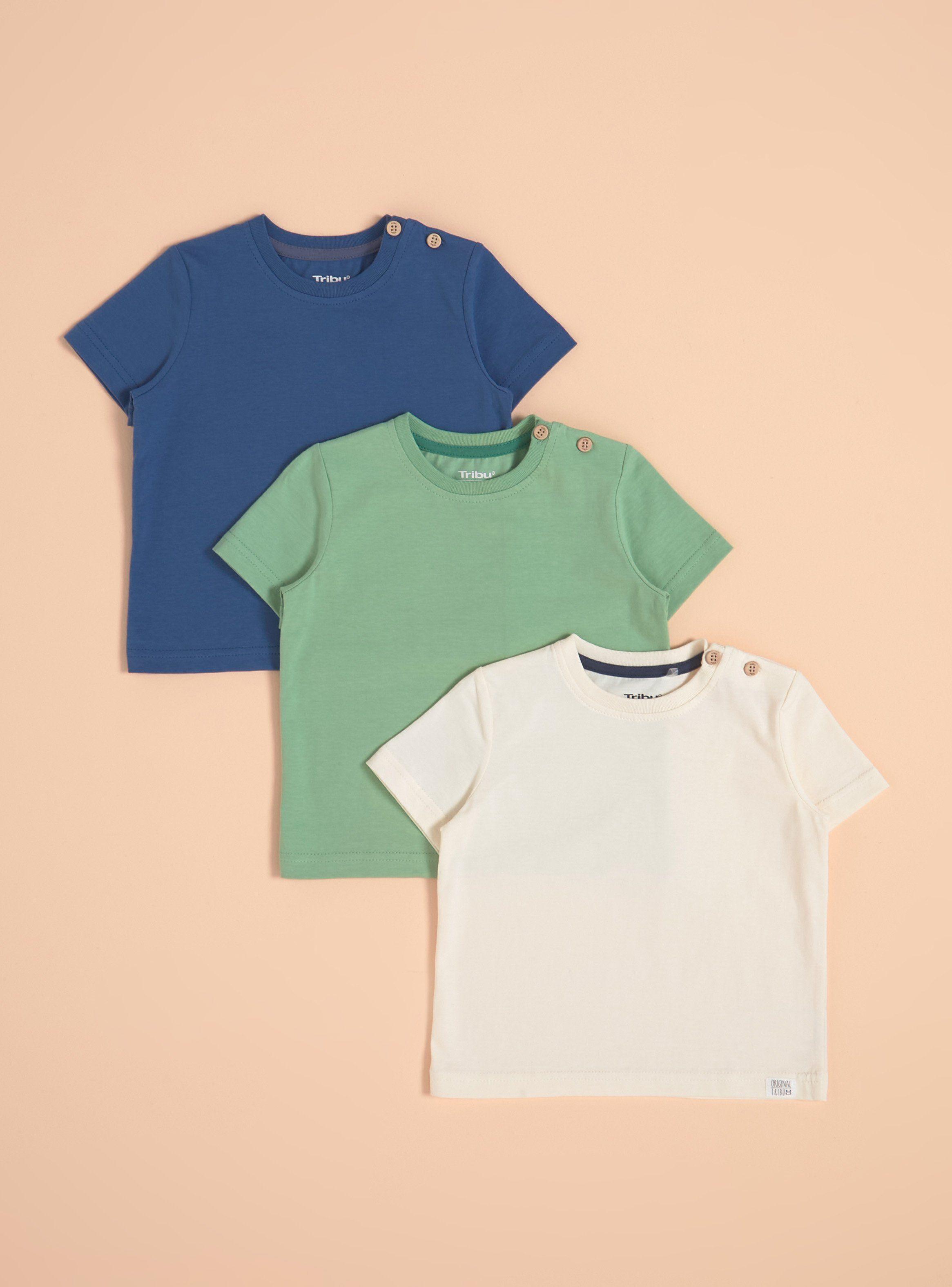 Polera Tripack de Colores Sólidos-0