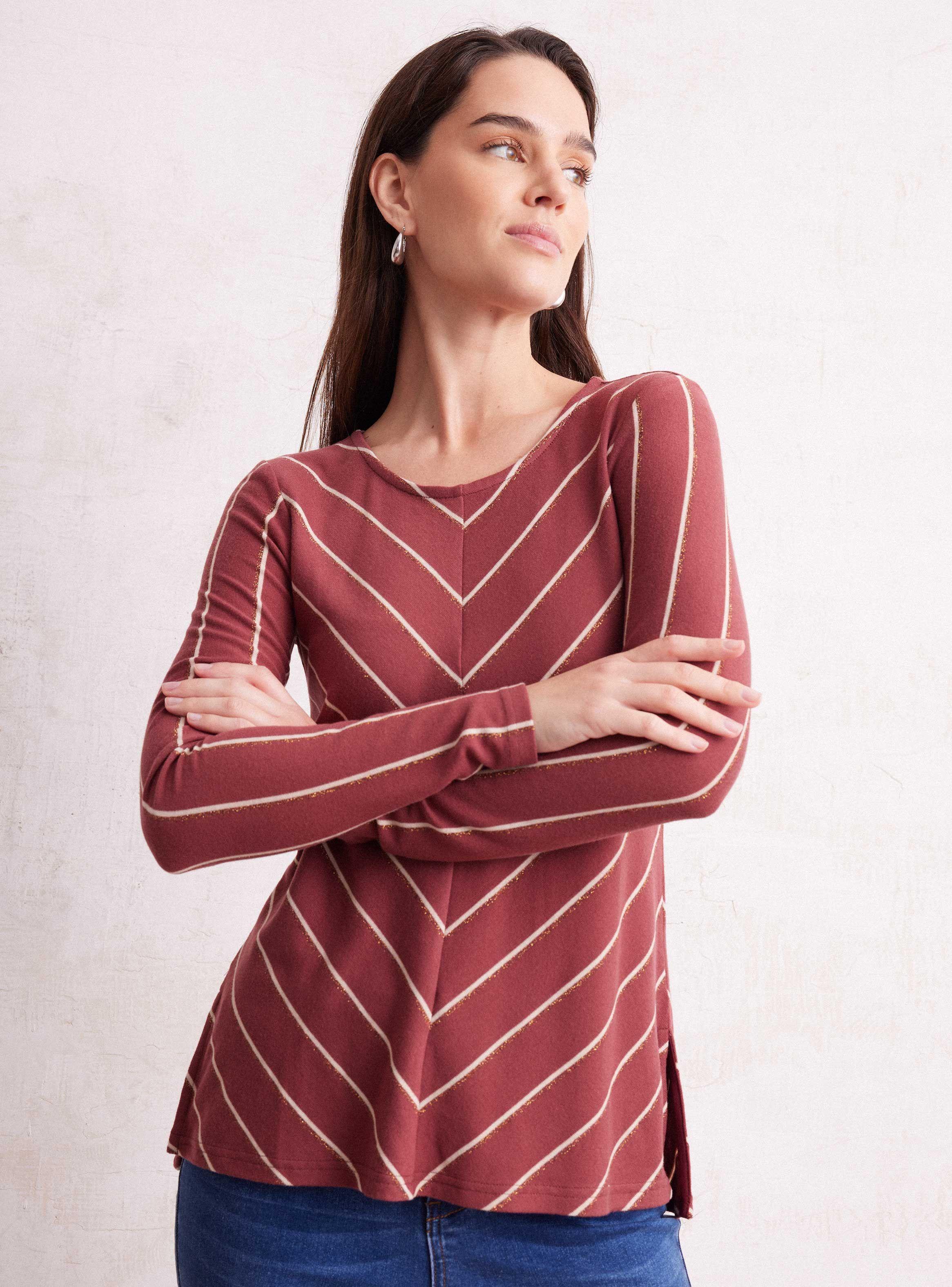 Polera Tejida con Líneas Metalizadas-0