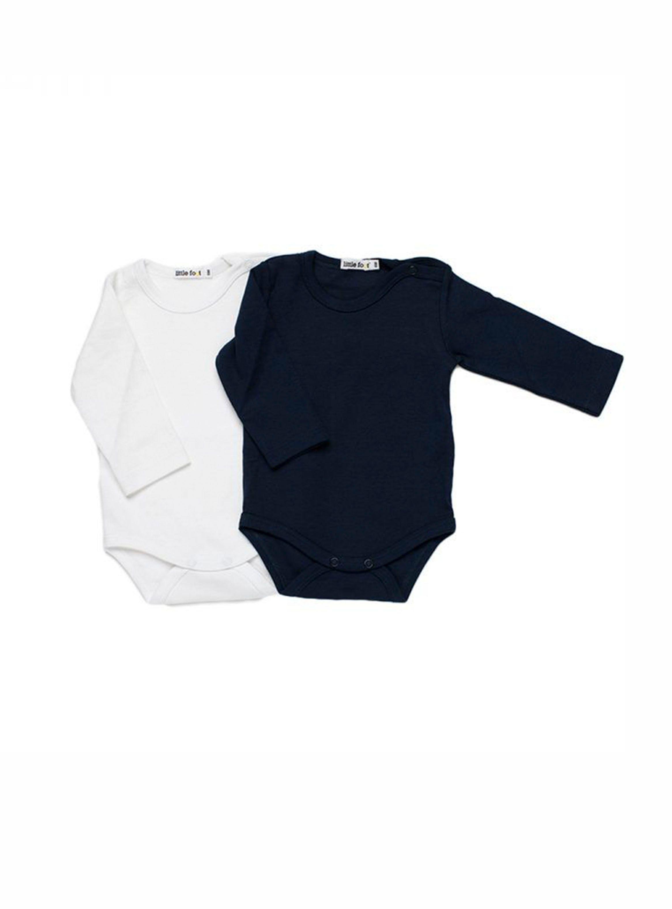 Set Little Foot 2 Bodys Algodón Blanco y Azul Little Foot-0