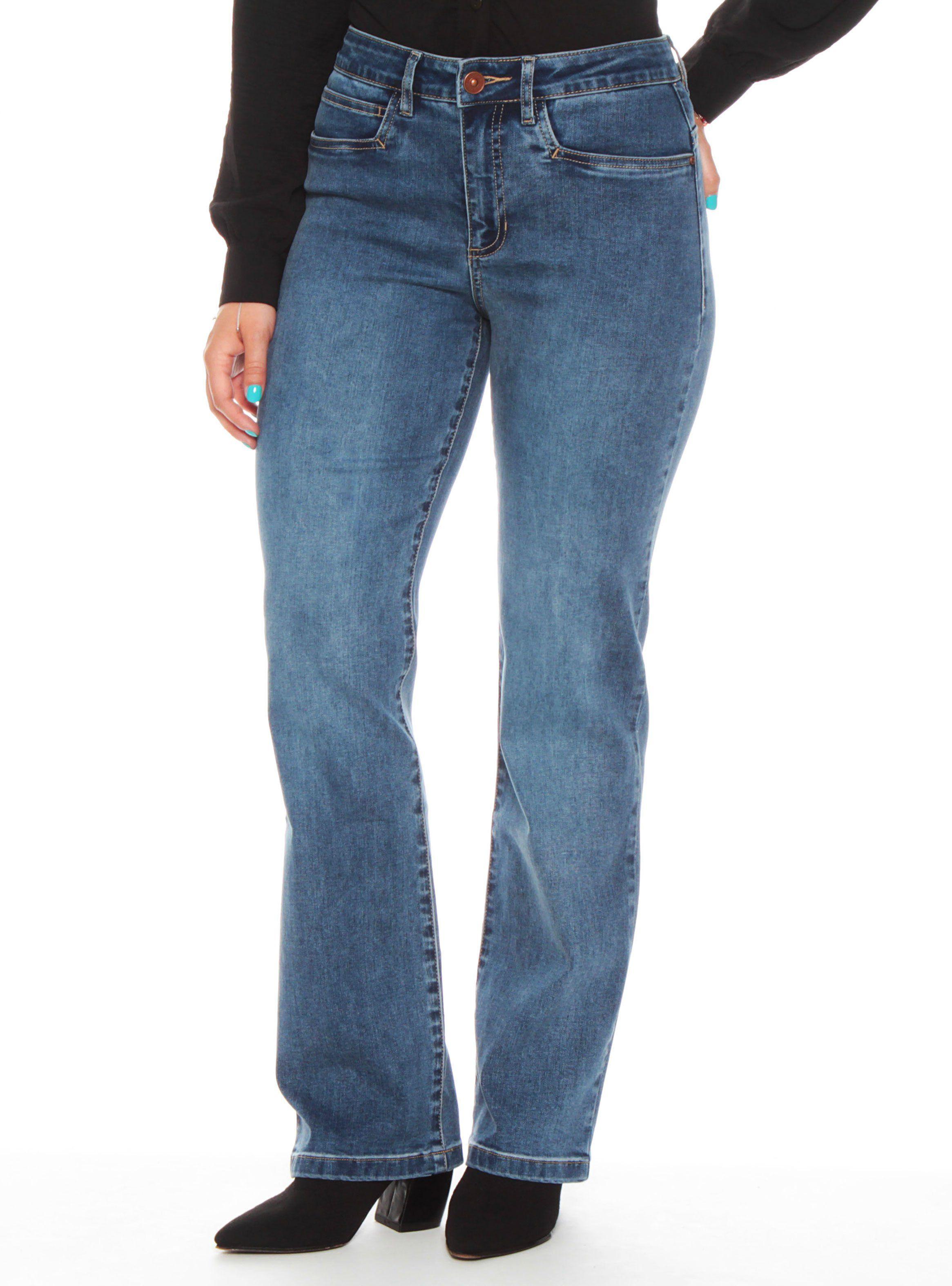 Jeans Recto Tiro Alto Pretina Básica 1 Botón-0