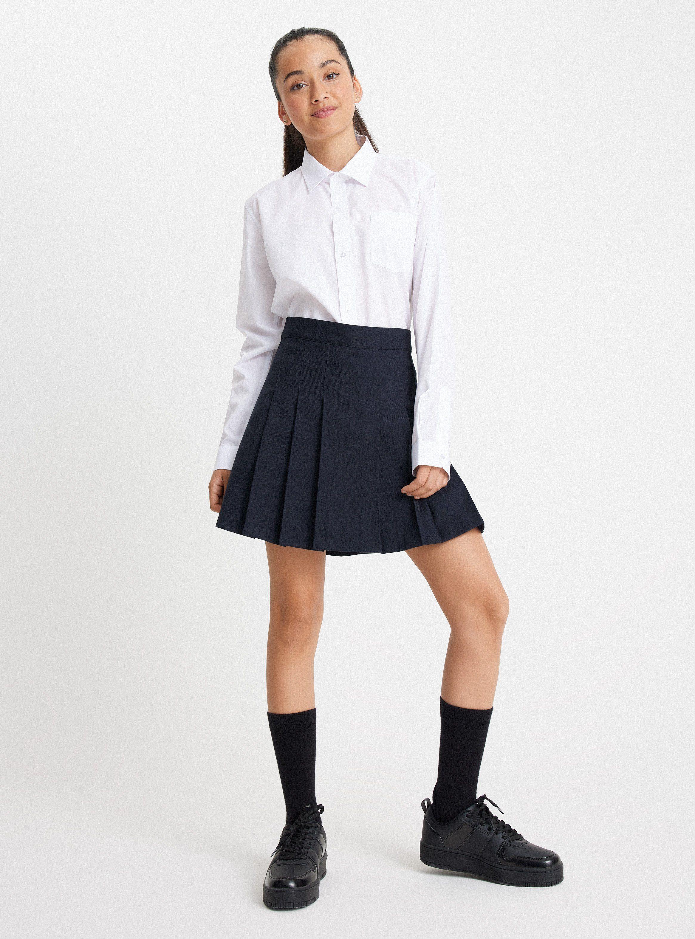 Falda Azul Tableada De 10 A 16-3