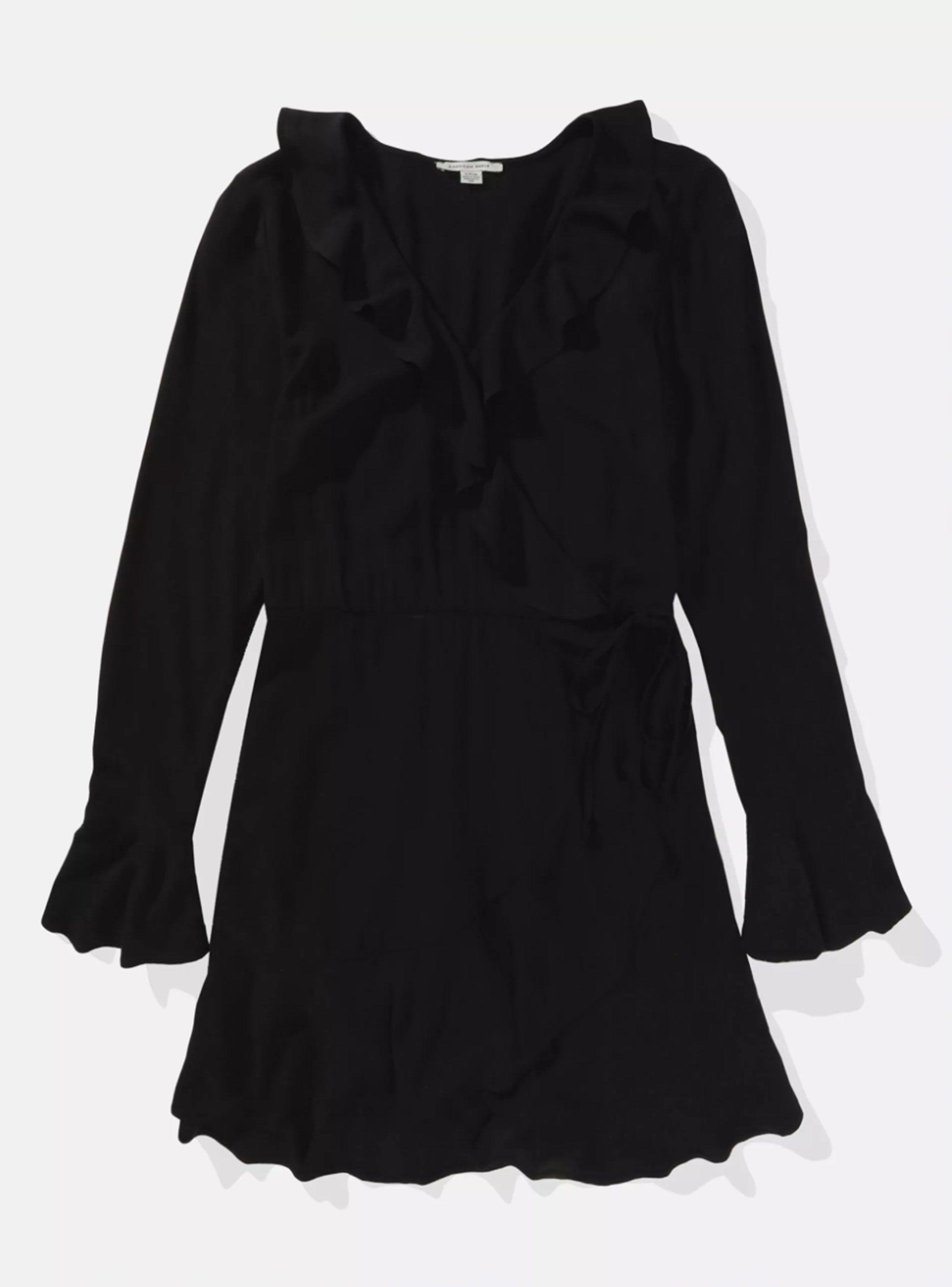 Vestido Corto Envolvente Manga Larga-0