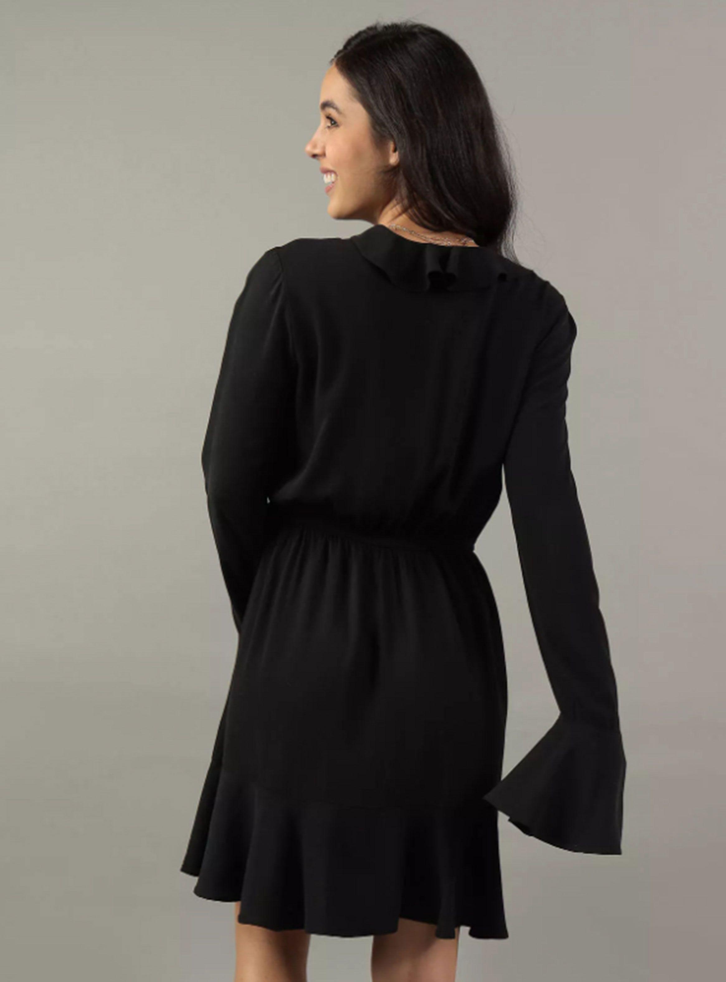 Vestido Corto Envolvente Manga Larga-1
