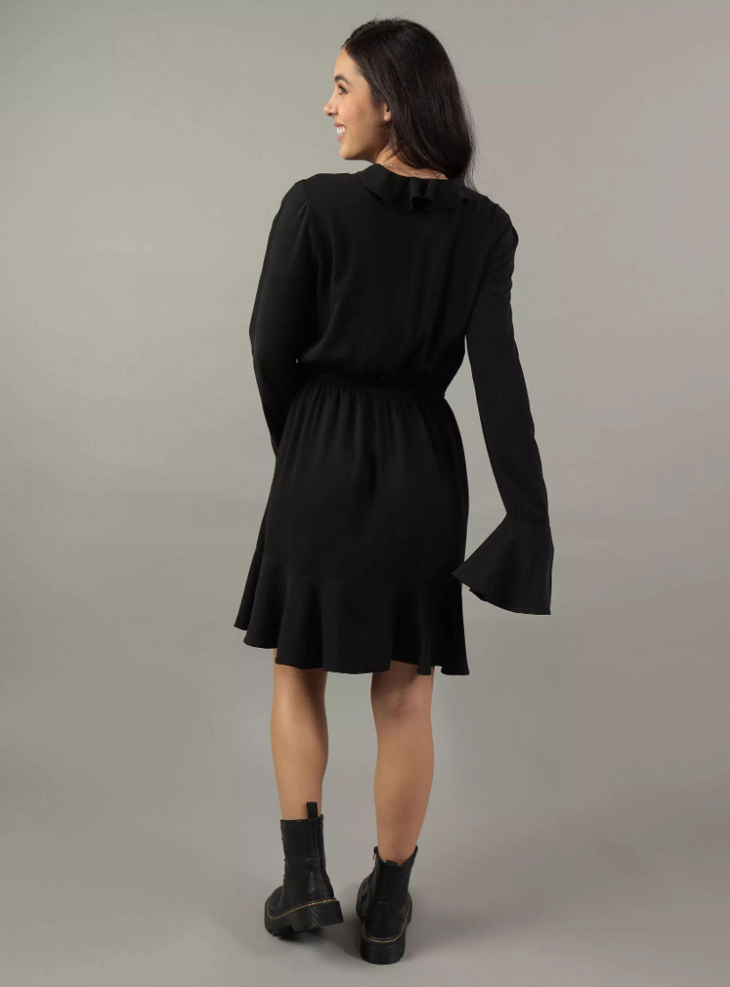 Vestido Corto Envolvente Manga Larga-2