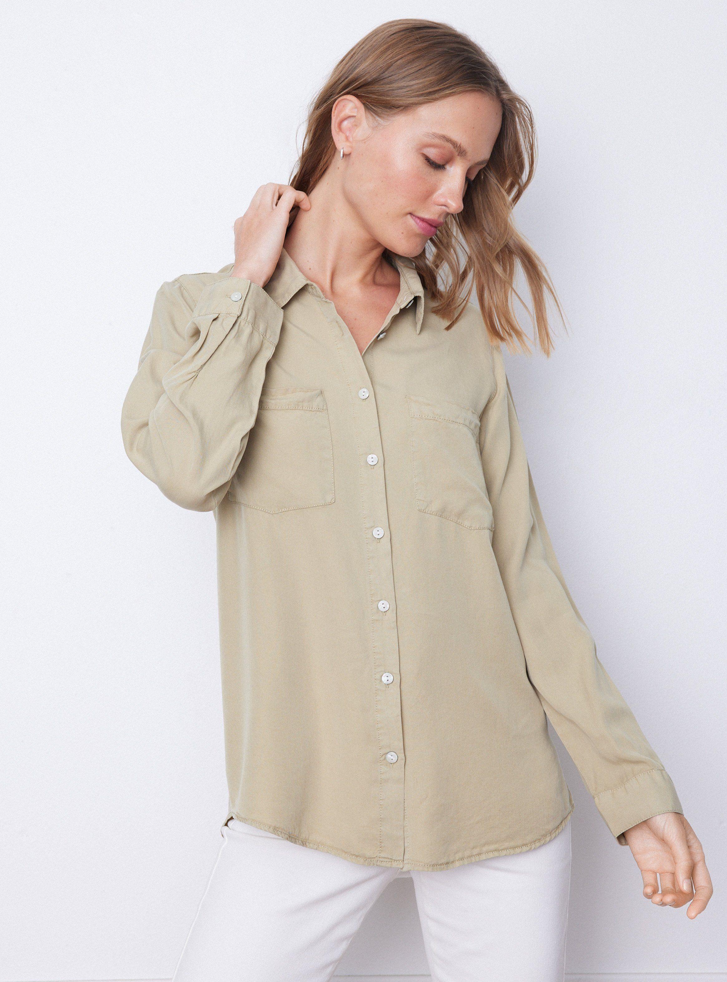 Blusa Denim con Botones y Bolsillos-0