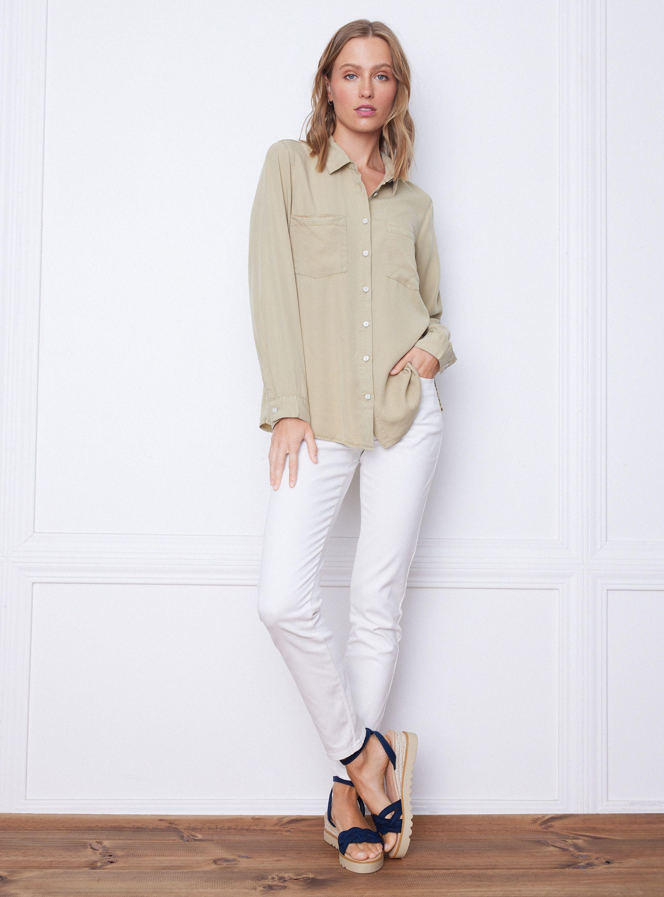 Blusa Denim con Botones y Bolsillos-4