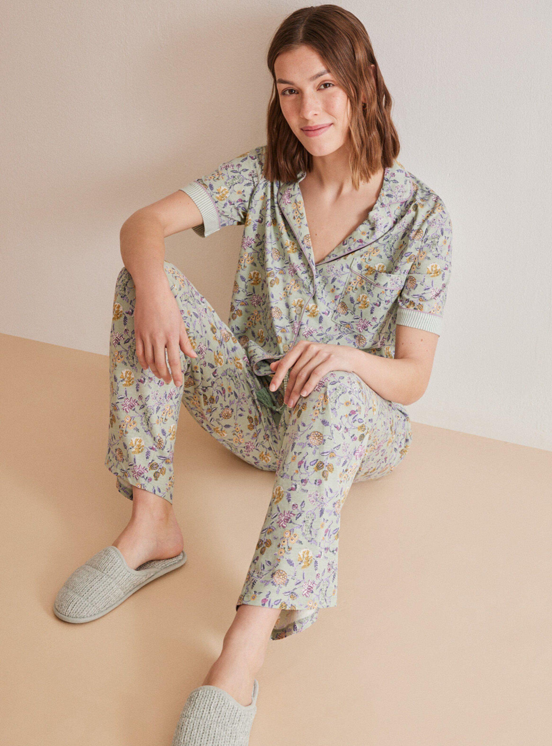 Pijama Camisero Manga Corta Flores-3