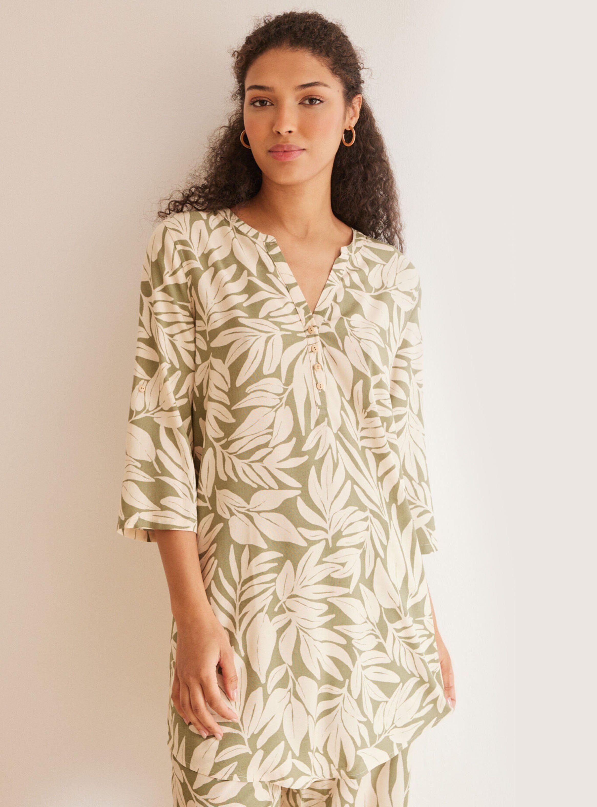 Camisa de Dormir Estampado Hojas-0