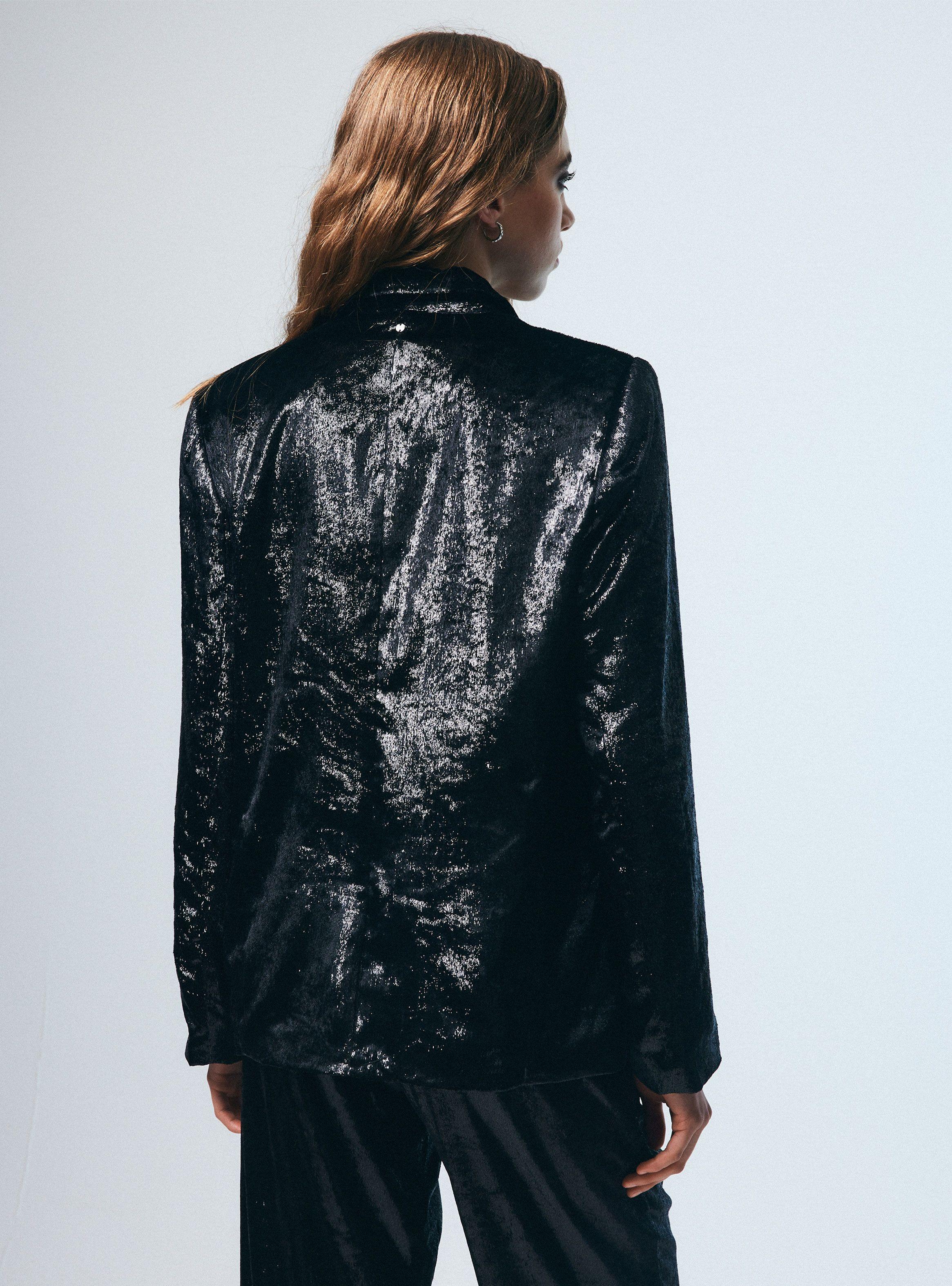 Blazer Efecto Terciopelo Brillante-1