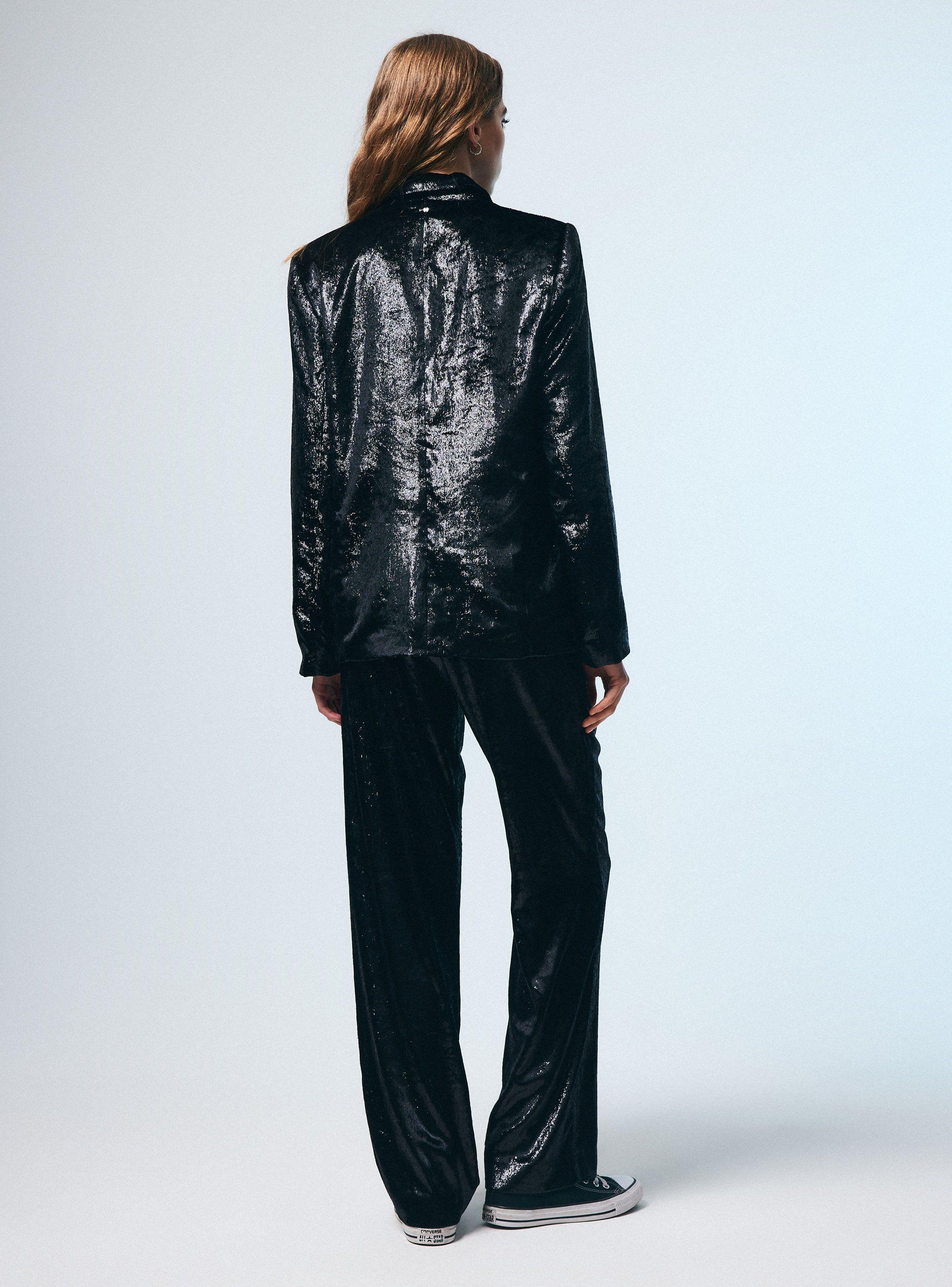 Blazer Efecto Terciopelo Brillante-5
