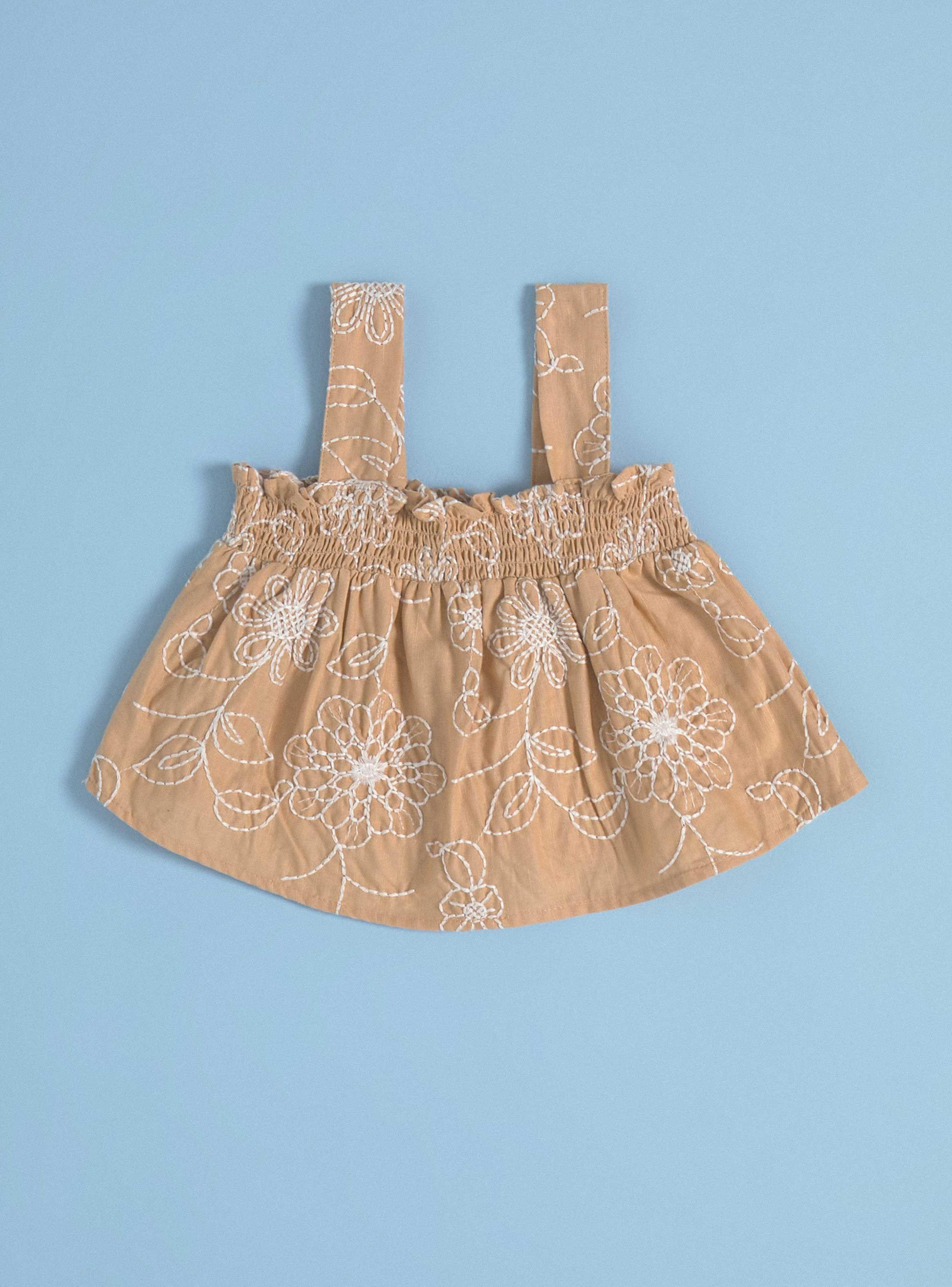 Blusa Bordada con Volantes sin Mangas-2