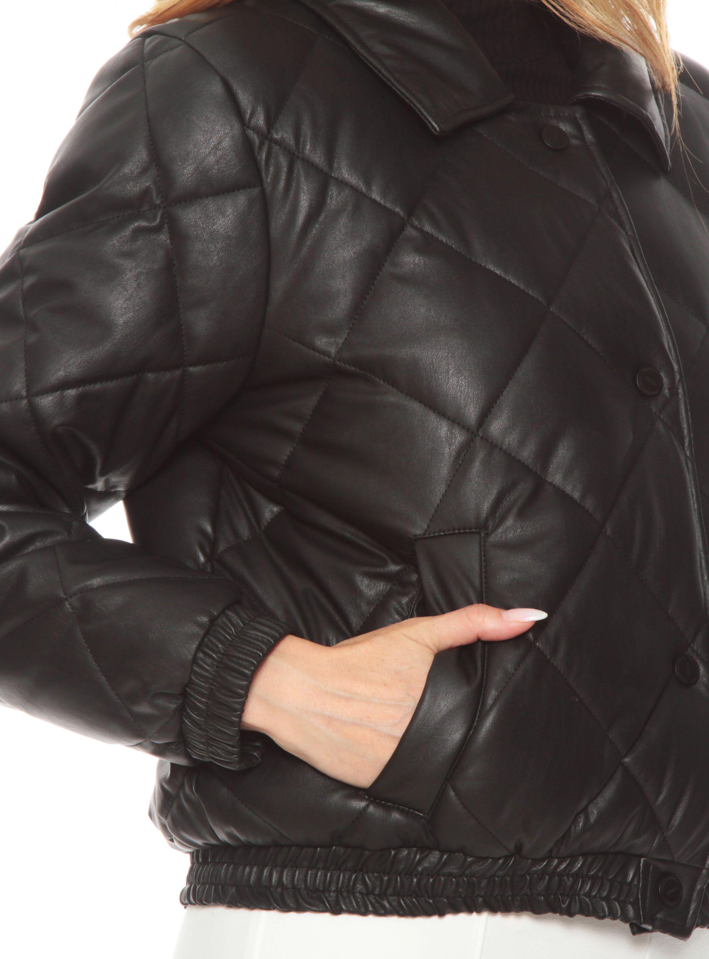 Parka Manga Larga Pu Acolchada Sólida-2