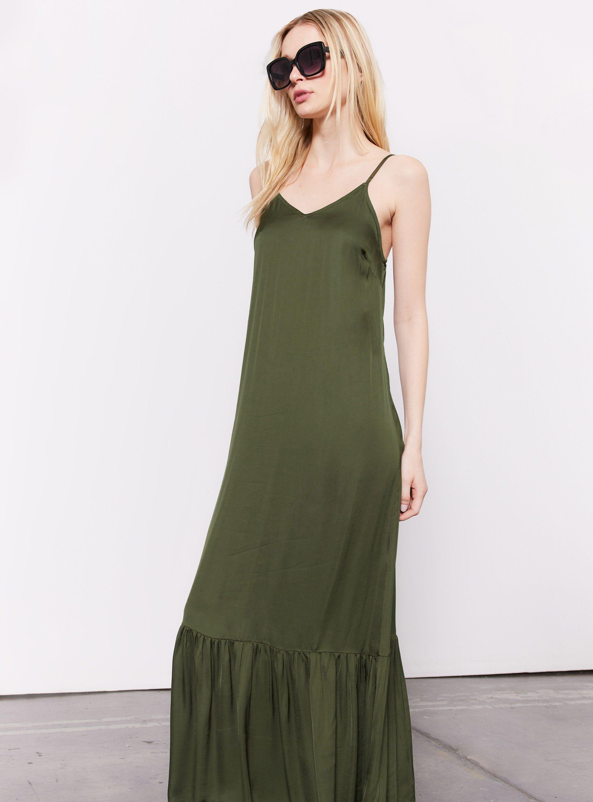 Vestido Largo Satinado con Basta Vuelo-0