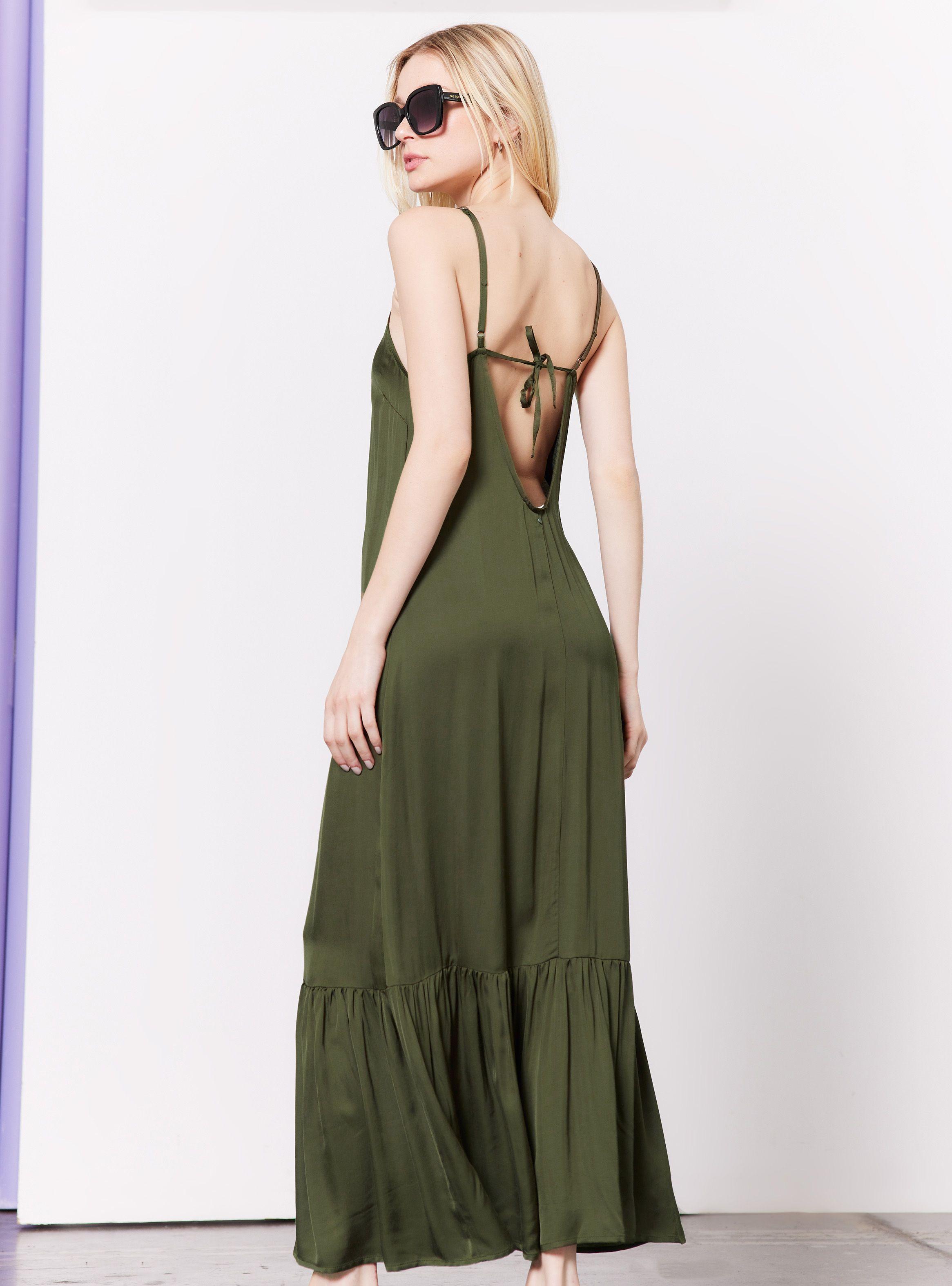 Vestido Largo Satinado con Basta Vuelo-1